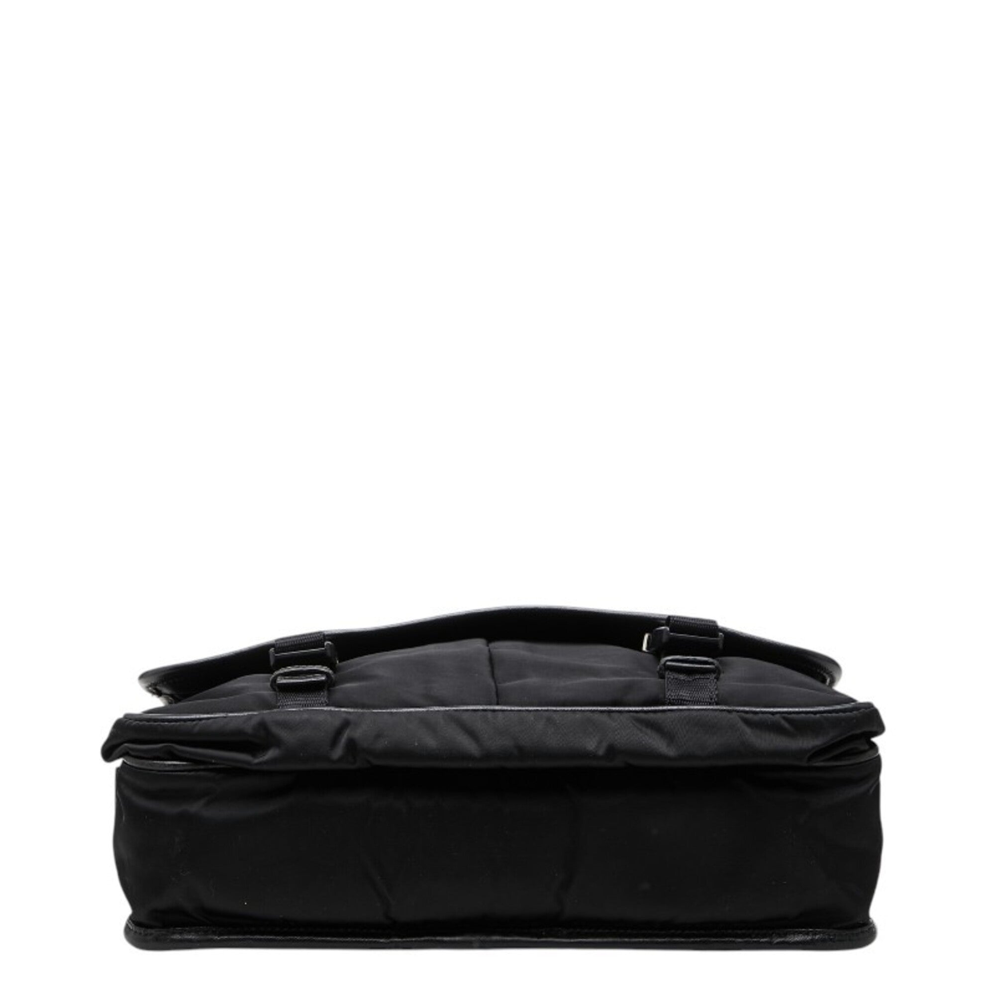 Prada Black Nylon Leather Messenger Bag Shoulder Bag (Pre-Owned)
