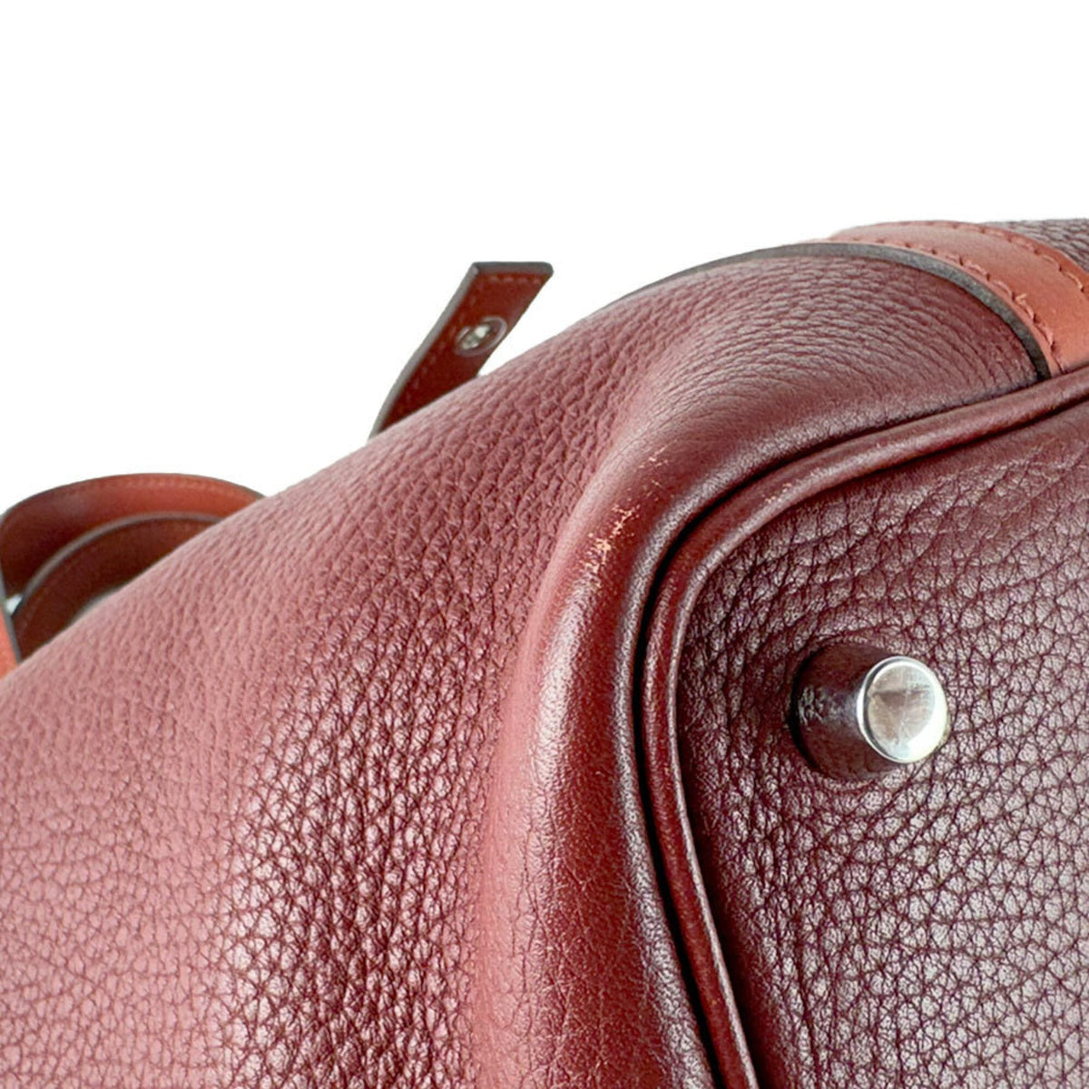 Hermes Brique Rouge H Taurillon Clemence Leather Handbag (Pre-Owned)
