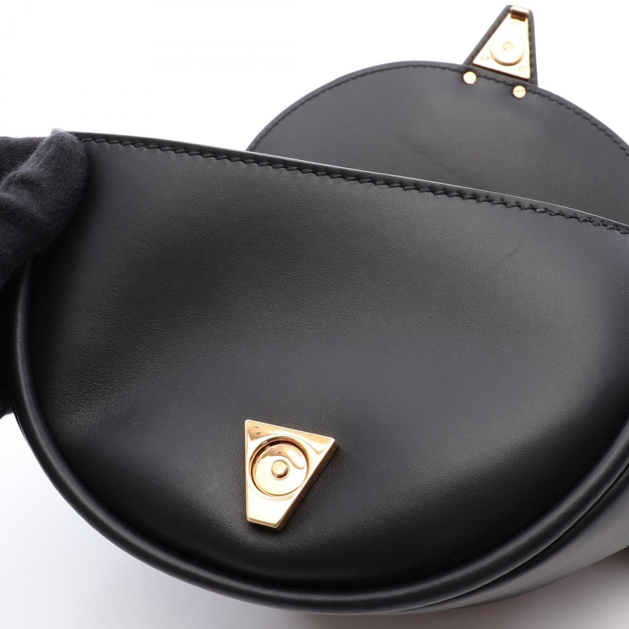 Versace Black Leather Handbag Shoulder Bag (Pre-Owned)