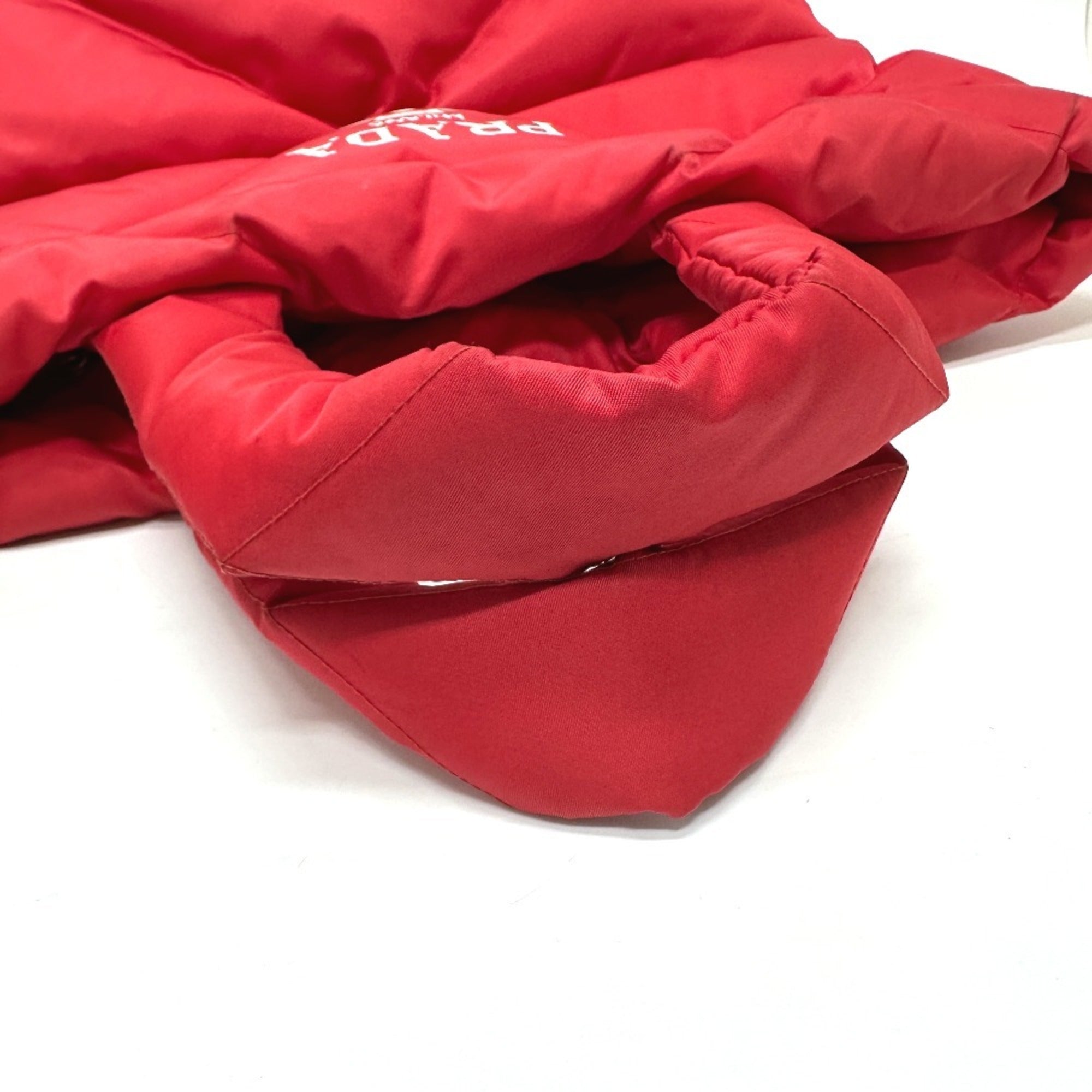 Prada Red Color Nylon Tote Bag (Pre-Owned)