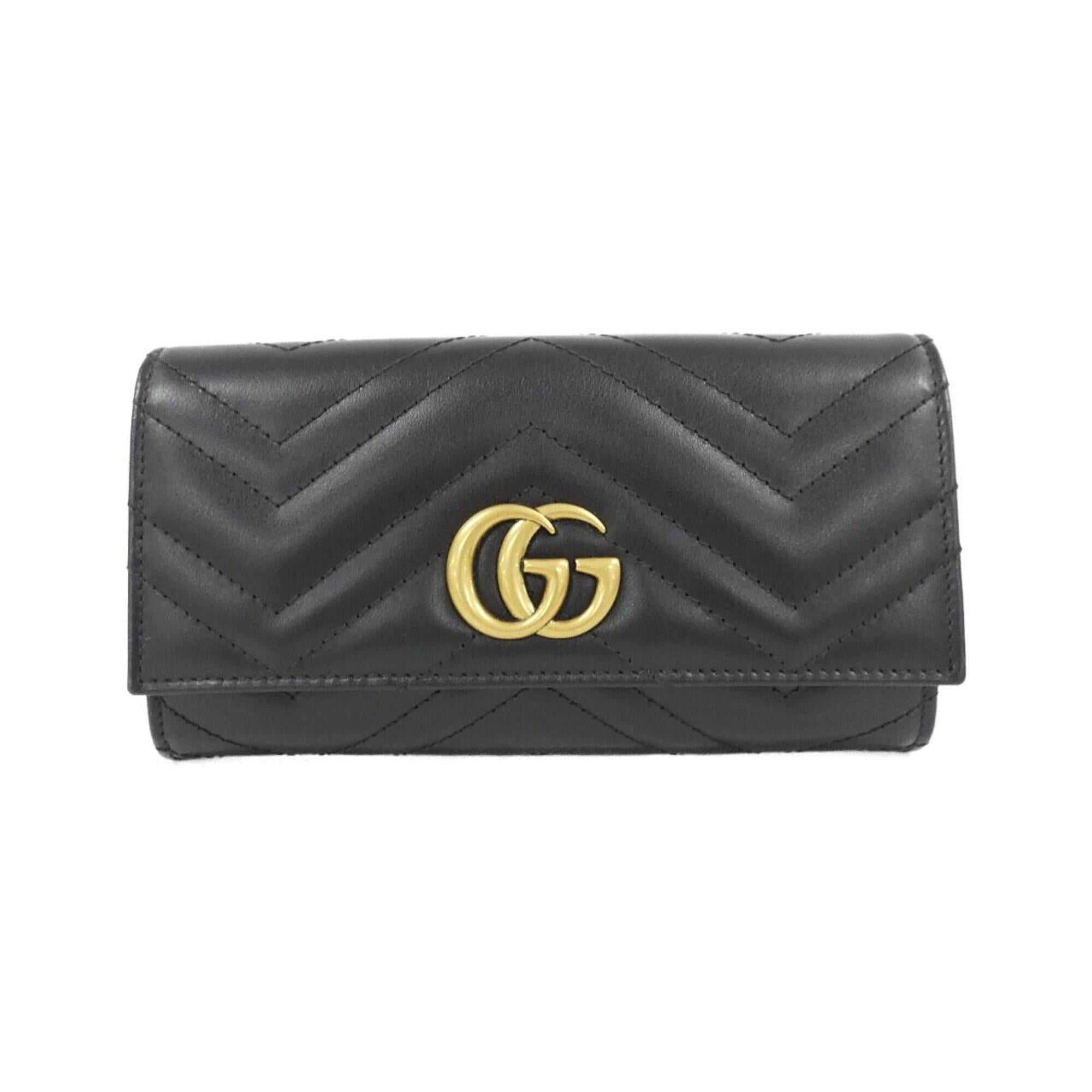 Gucci Black Quilting Leather Long Wallet (Bi-Fold) (Pre-Owned)