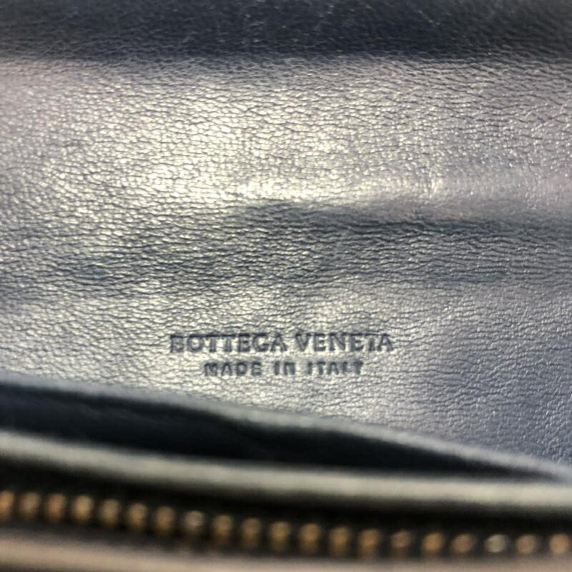 Bottega Veneta Intrecciato Navy Leather Long Wallet (Bi-Fold) (Pre-Owned)