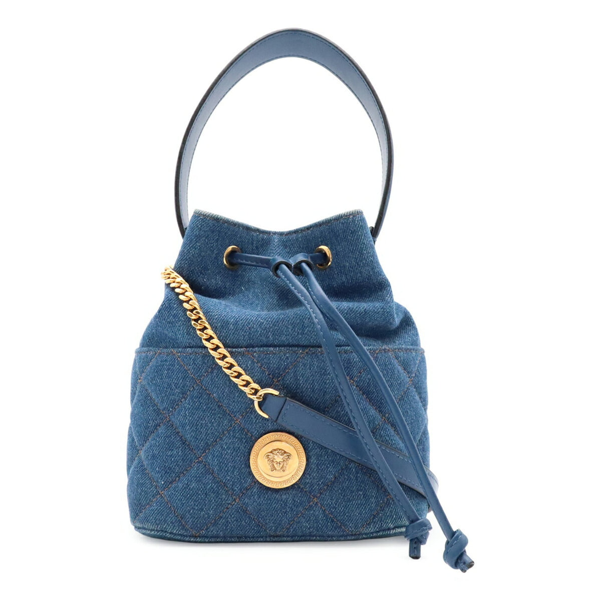 Versace Blue Denim Handbag Shoulder Bag (Pre-Owned)