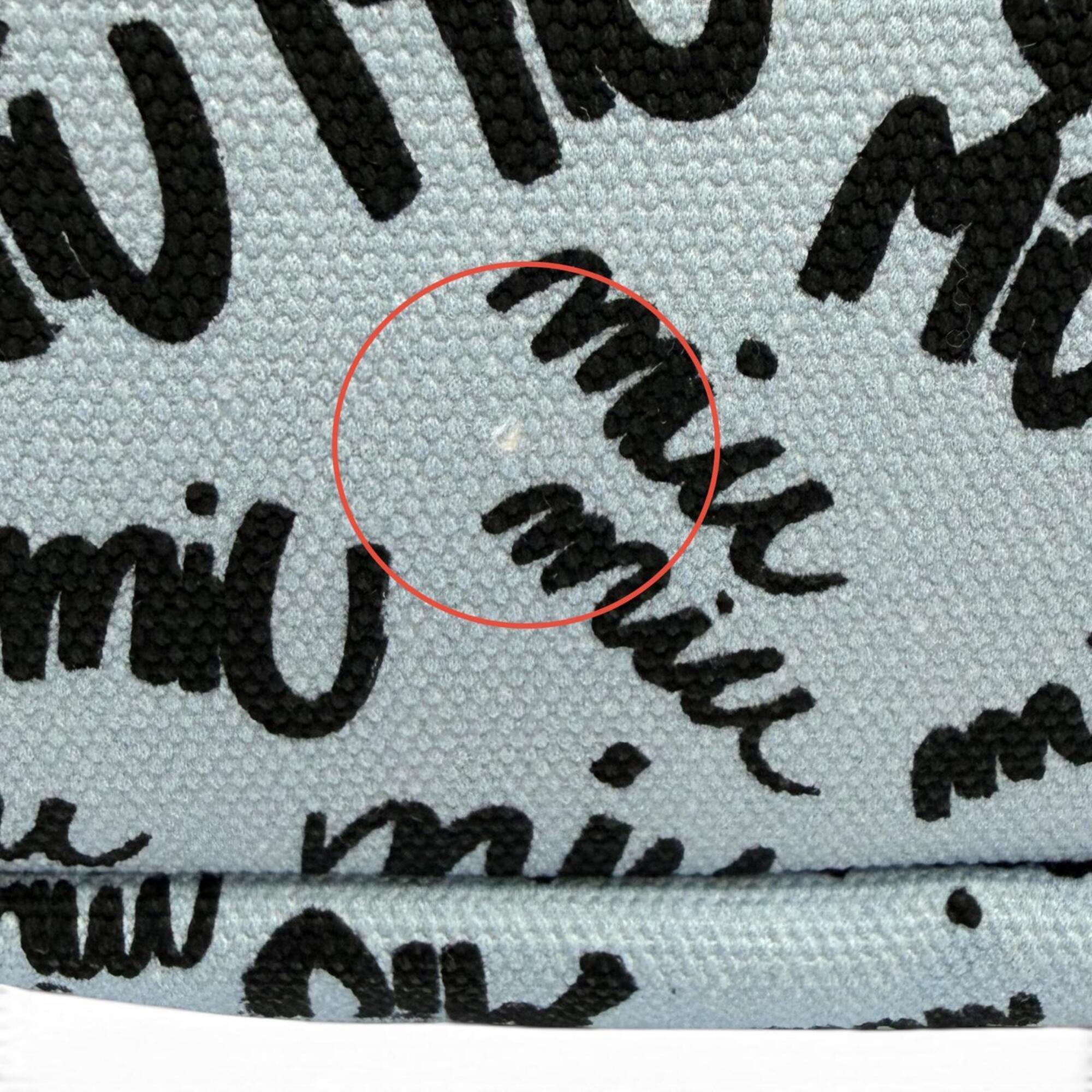 Miu Miu Black Light Blue Cotton Leather Pouch (Pre-Owned)