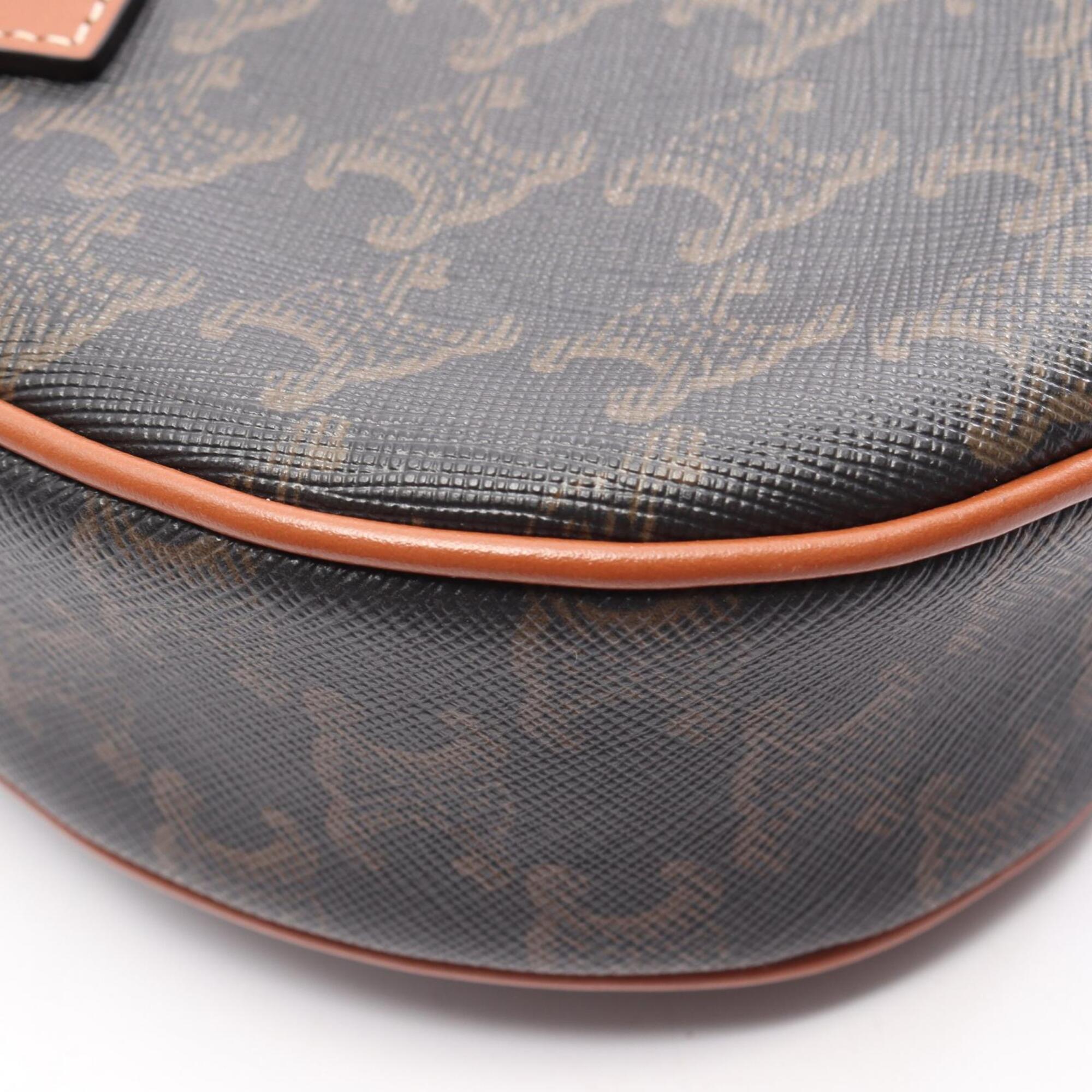 Celine Black Brown Coated Canvas Handbag (Pre-Owned)