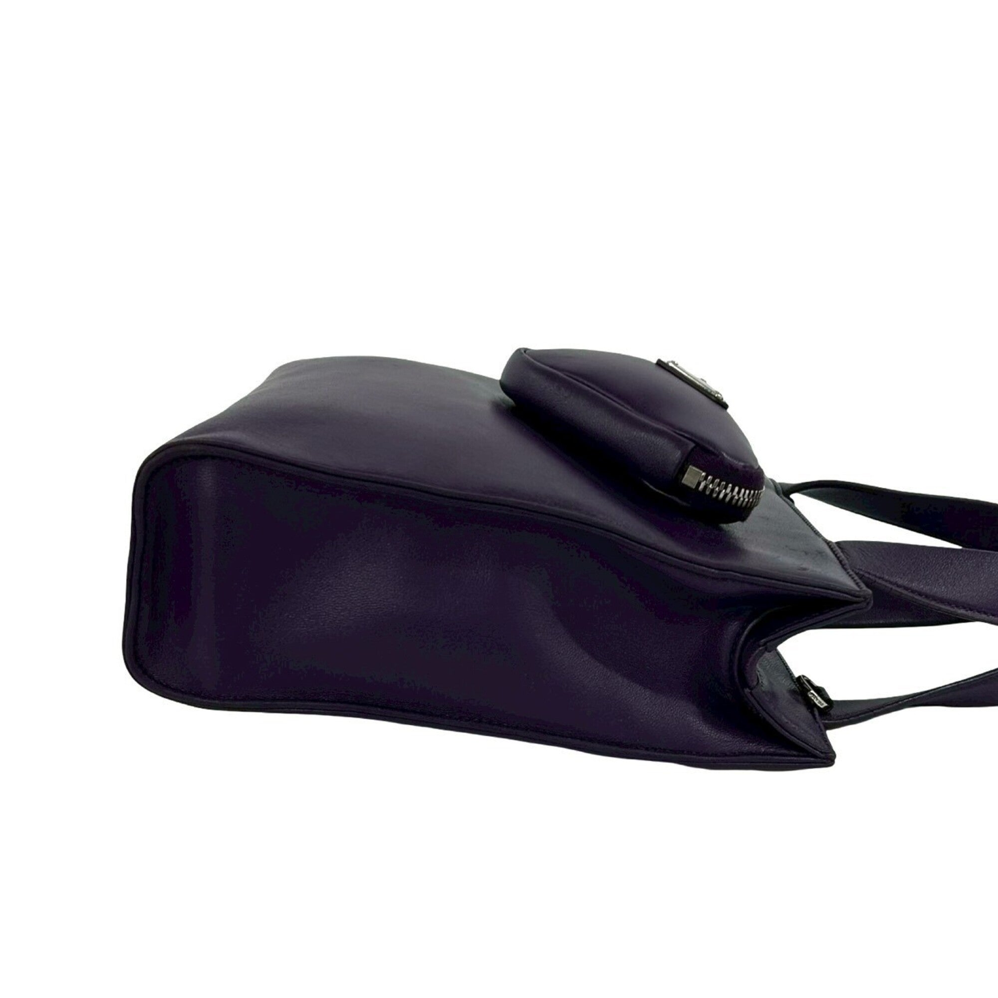 Prada Purple Leather Handbag Shoulder Bag Tote Bag (Pre-Owned)