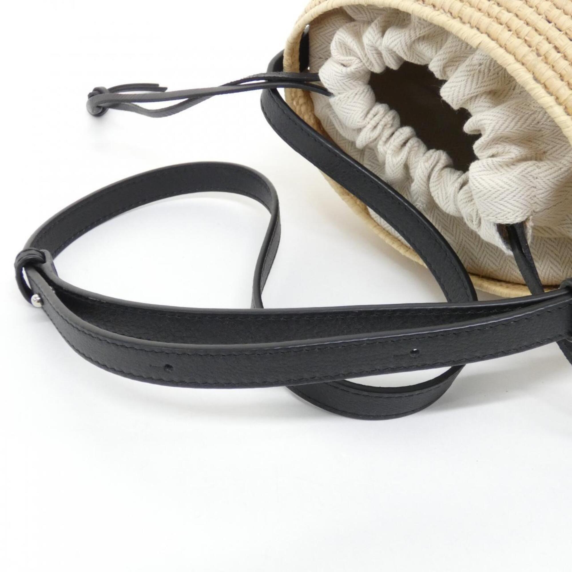 Loewe Black Raffia Basket Handbag Shoulder Bag (Pre-Owned)