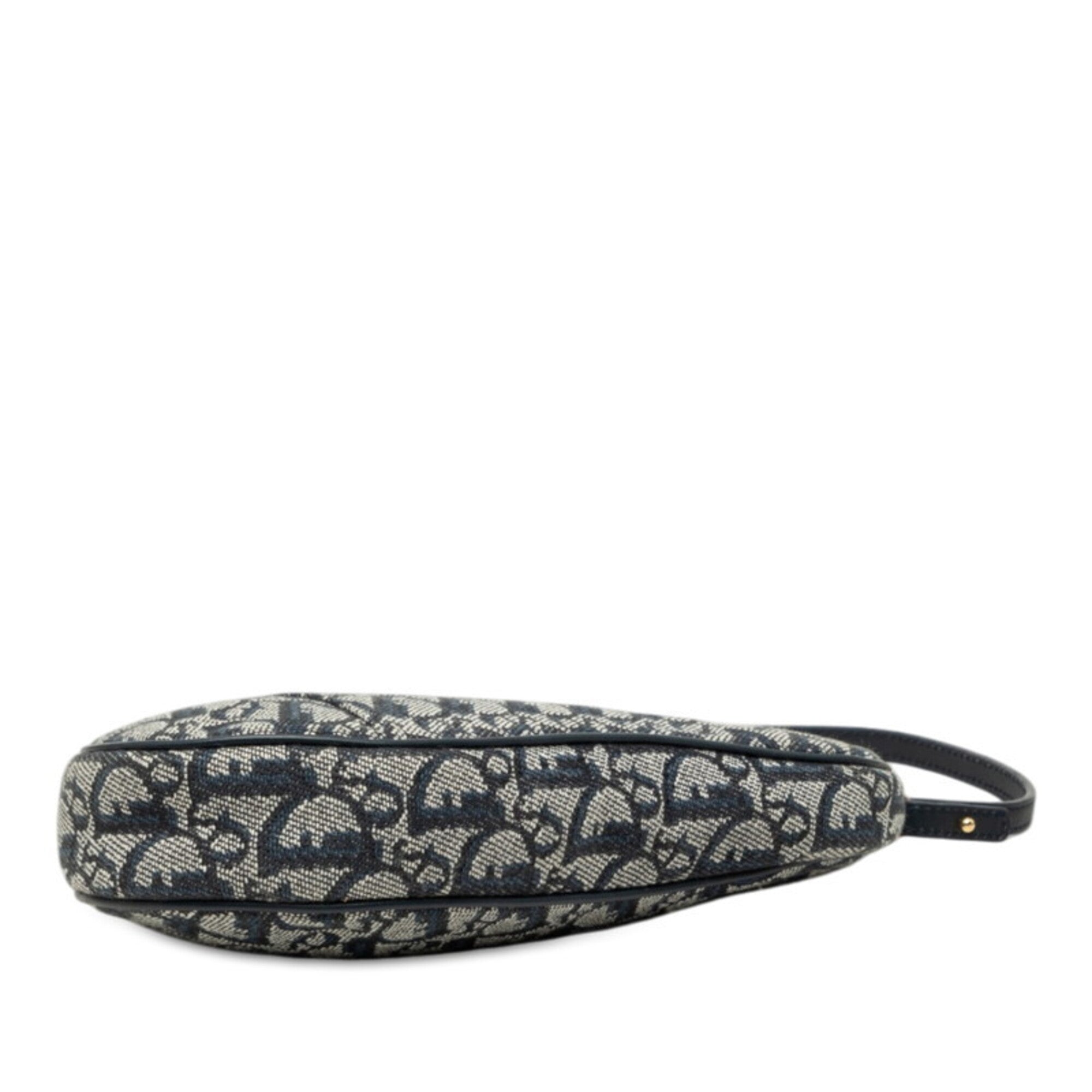 Christian Dior Navy Canvas Leather Handbag Saddle Bag Shoulder Bag (Pre-Owned)