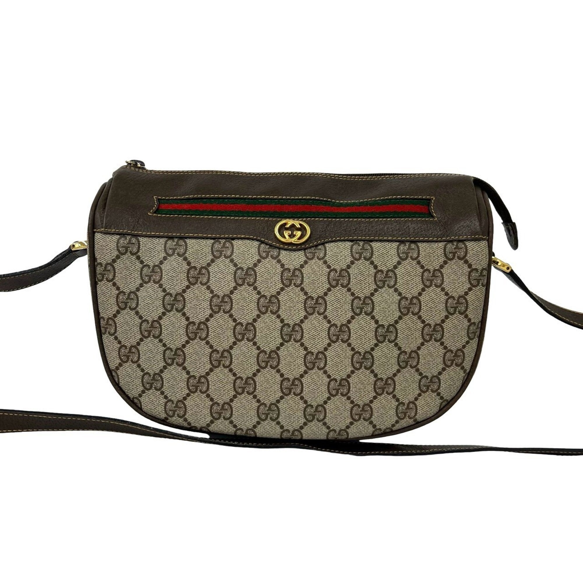 Gucci Brown Green Red Color Leather Pvc Pochette Shoulder Bag (Pre-Owned)