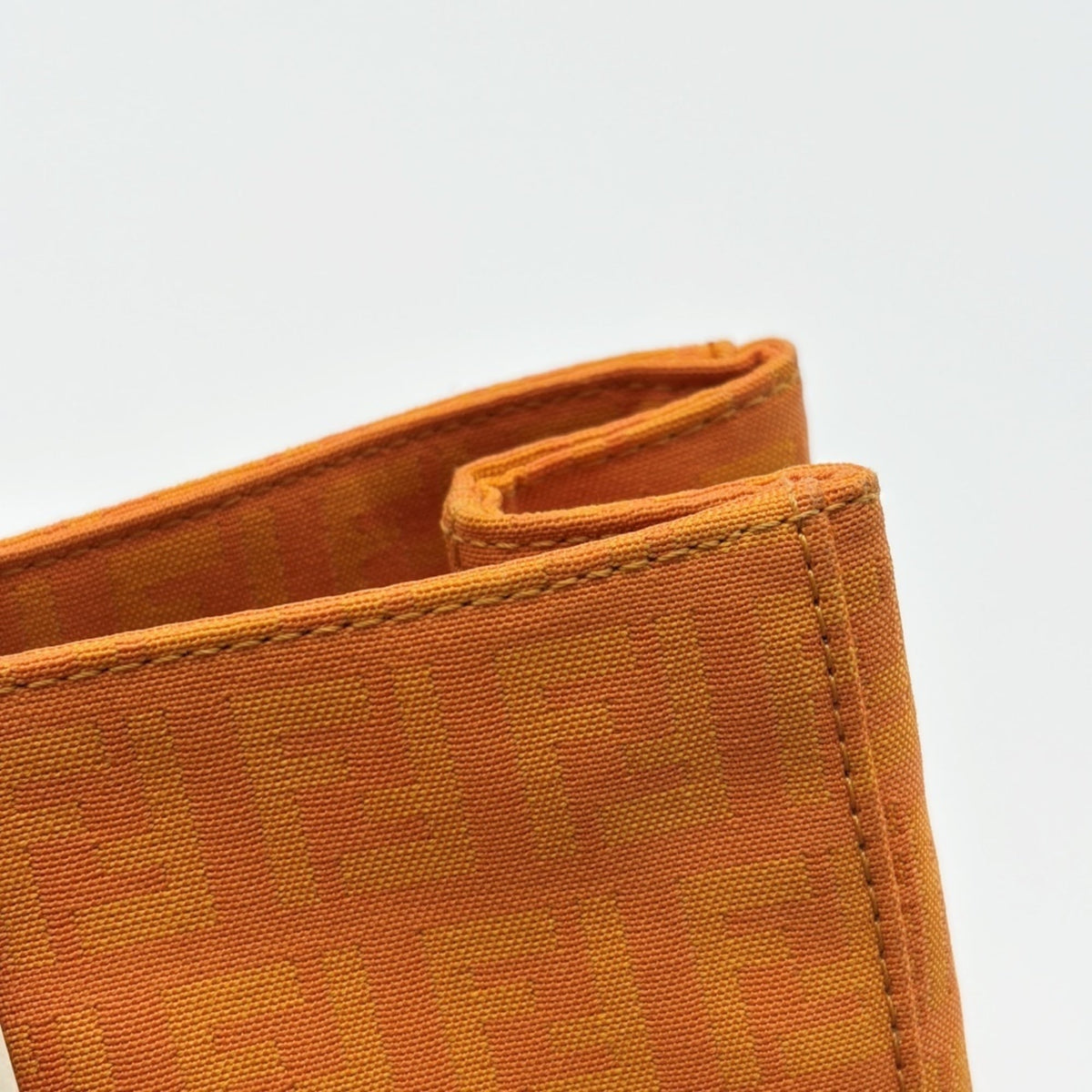 Fendi Zucchino Orange Canvas Leather Tote Bag (Pre-Owned)