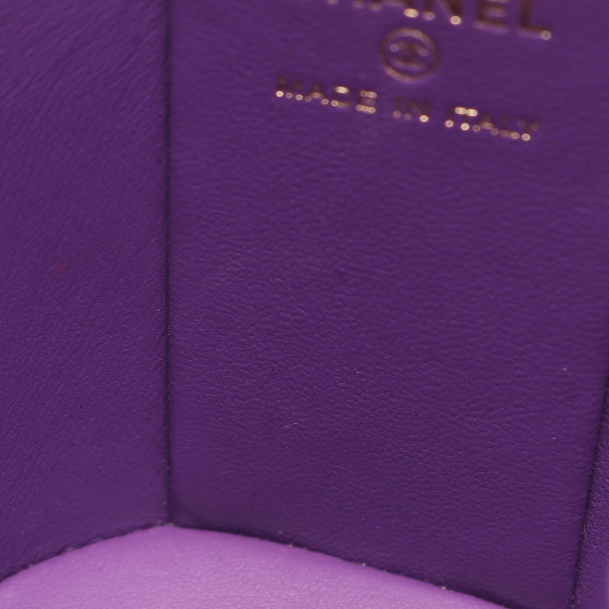 Chanel Purple Leather Handbag Shoulder Bag (Pre-Owned)