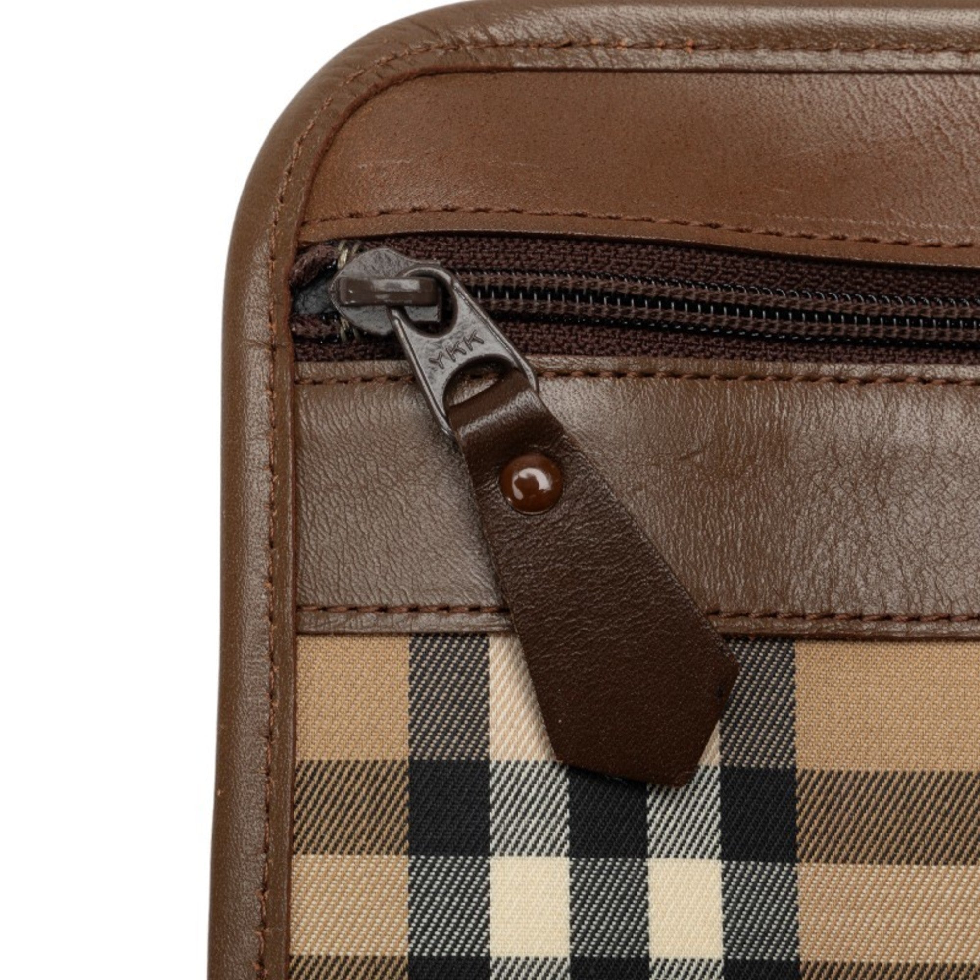 Burberry Beige Canvas Leather Clutch Bag (Pre-Owned)