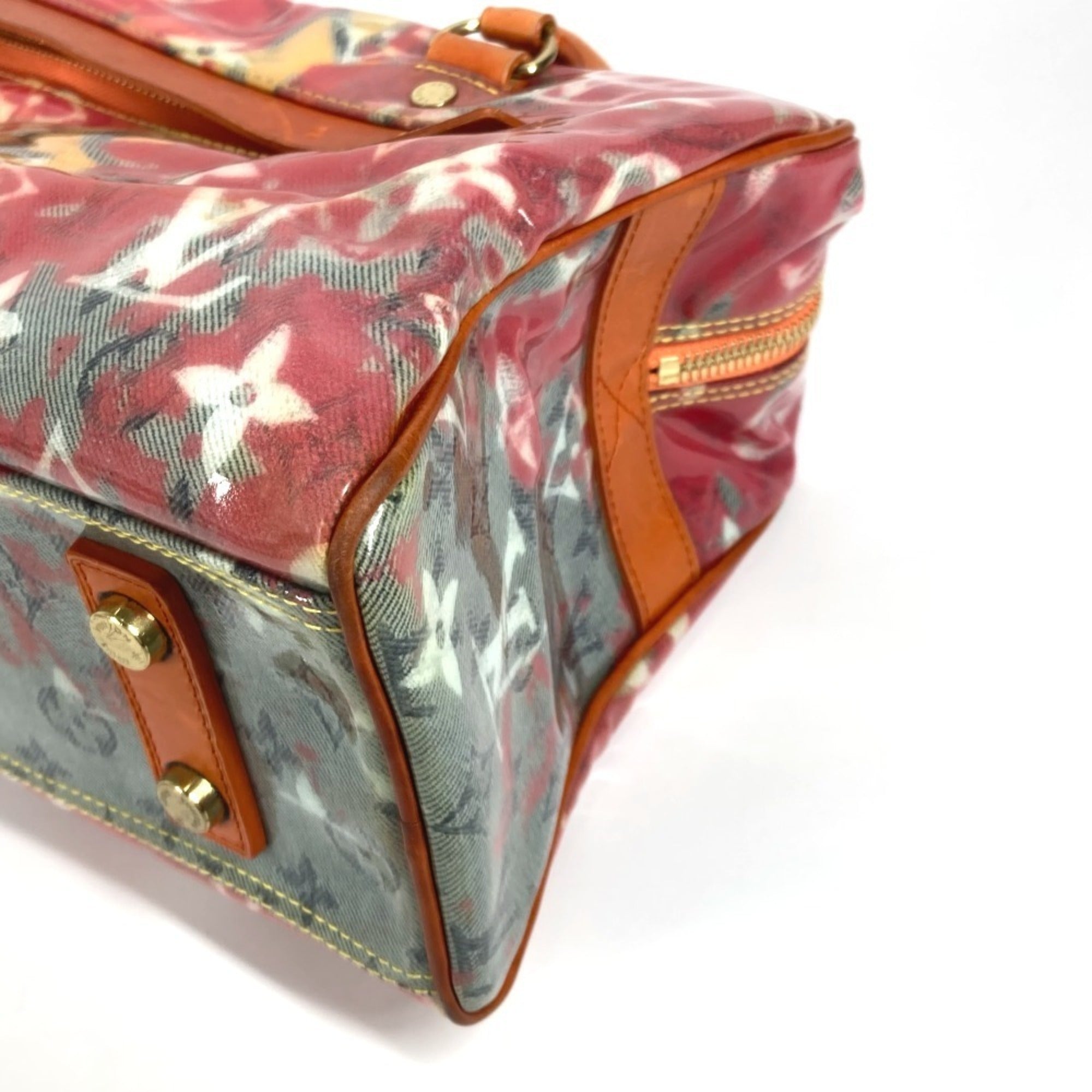 Louis Vuitton Orange Vinyl Leather Boston Bag Handbag Tote Bag (Pre-Owned)