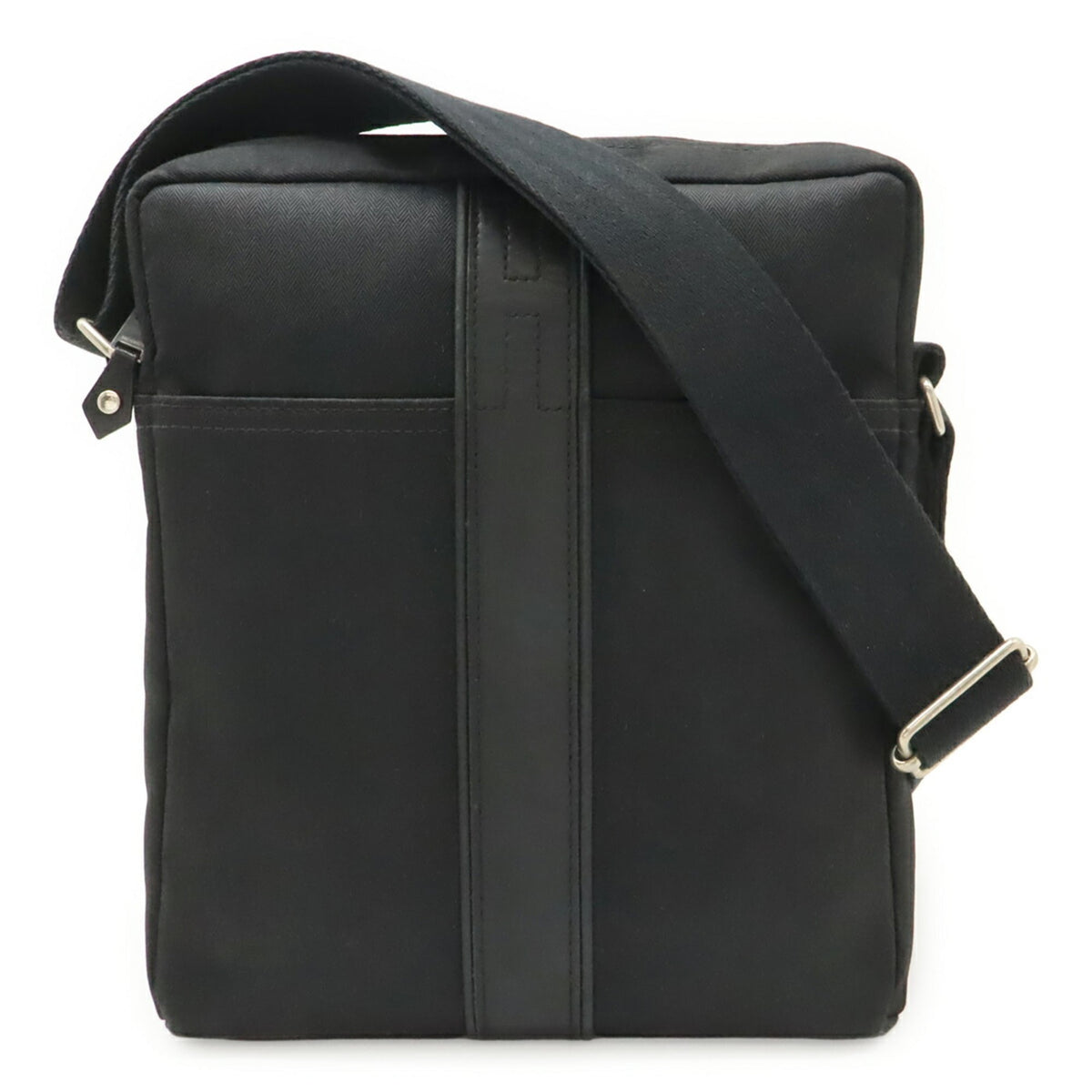 Hermes Acapulco Black Toile Chevron Leather Pochette Shoulder Bag (Pre-Owned)