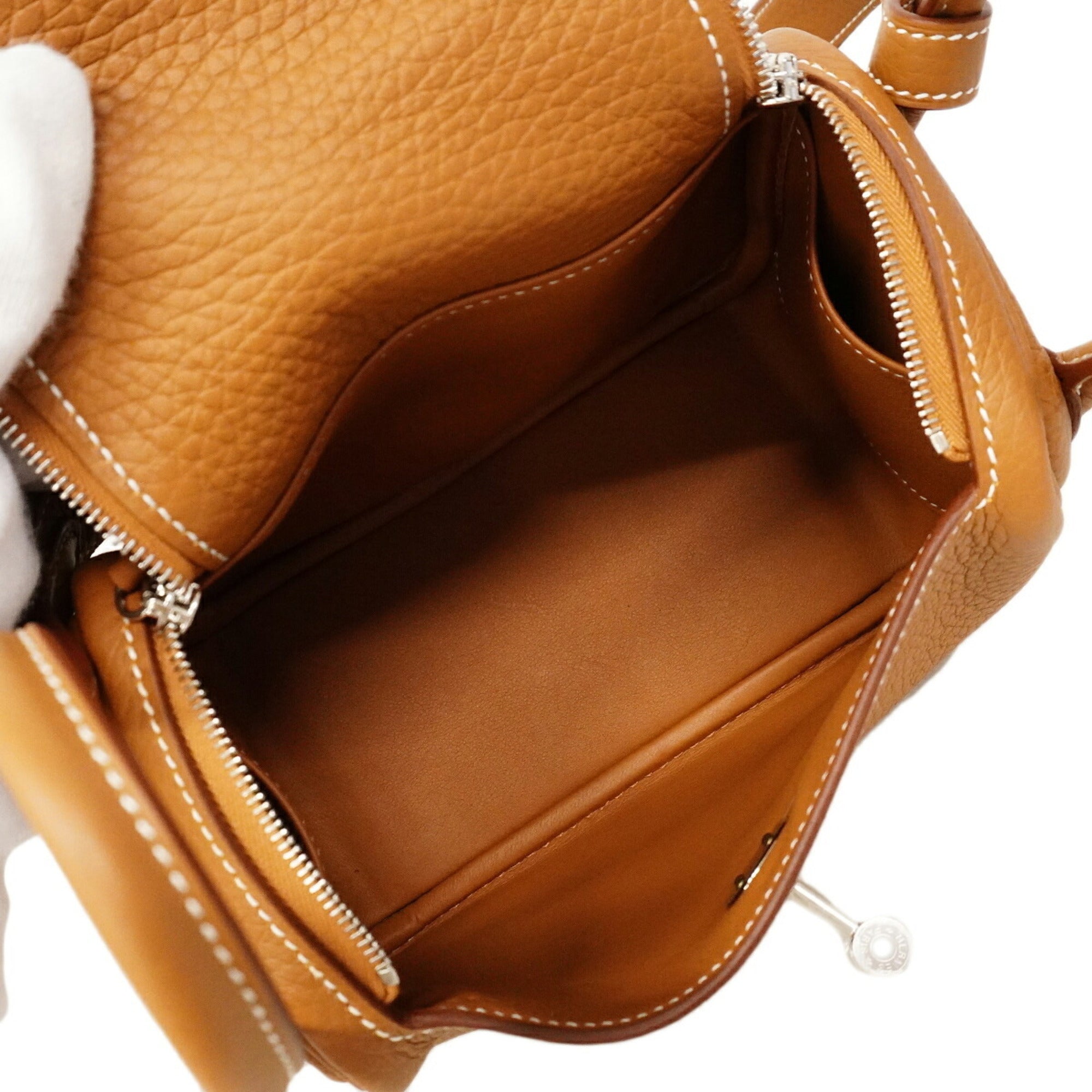 Hermes Gold Taurillon Clemence Leather Handbag (Pre-Owned)