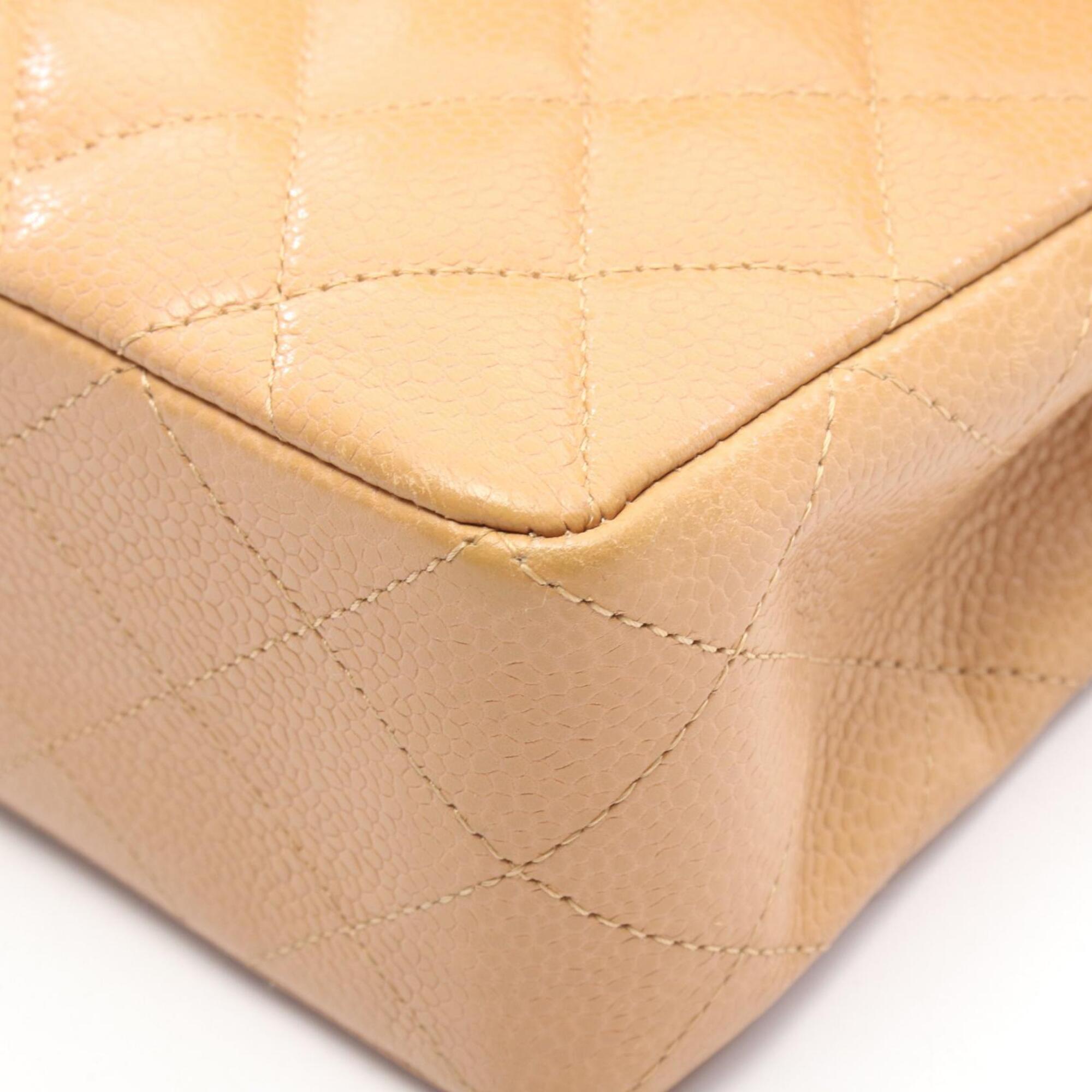 Chanel Beige Grained Calfskin Handbag Shoulder Bag (Pre-Owned)
