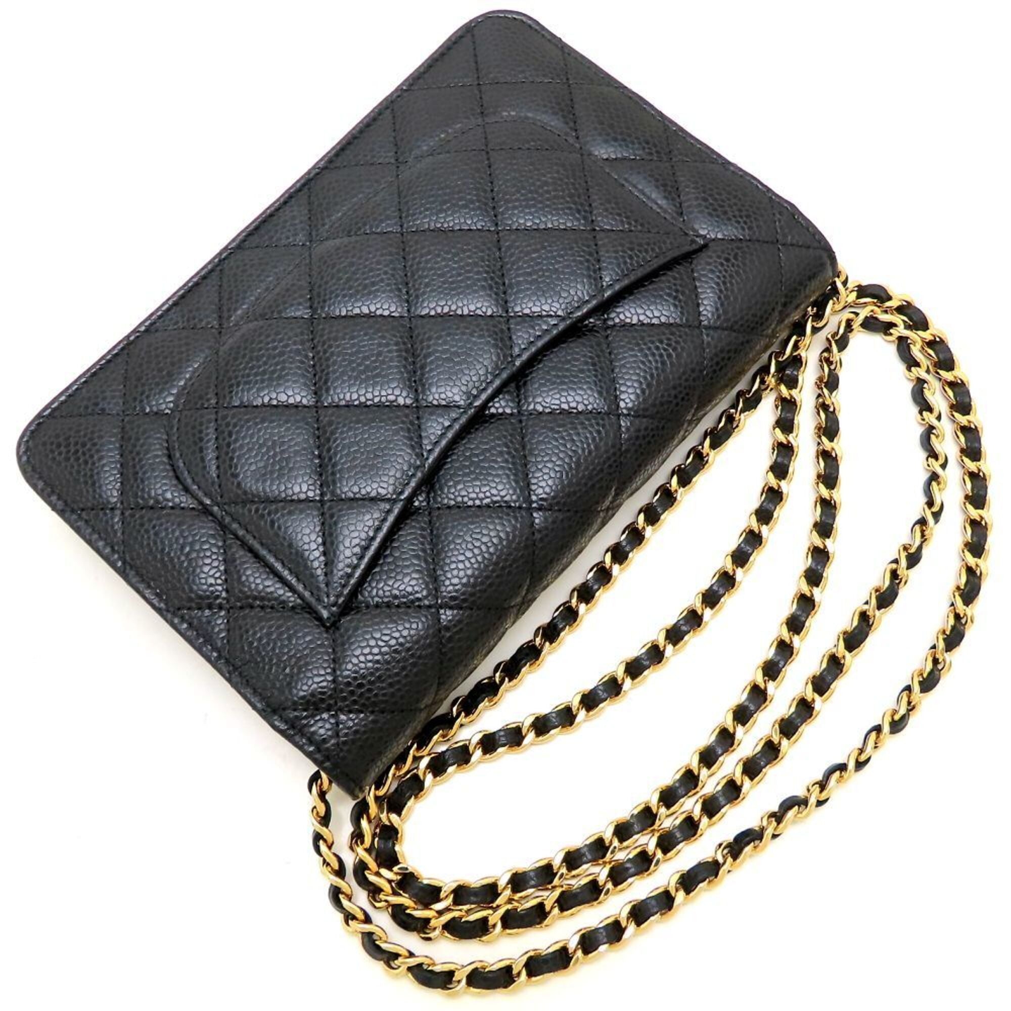 Chanel Black Grained Calfskin Chain/Shoulder Wallet (Pre-Owned)