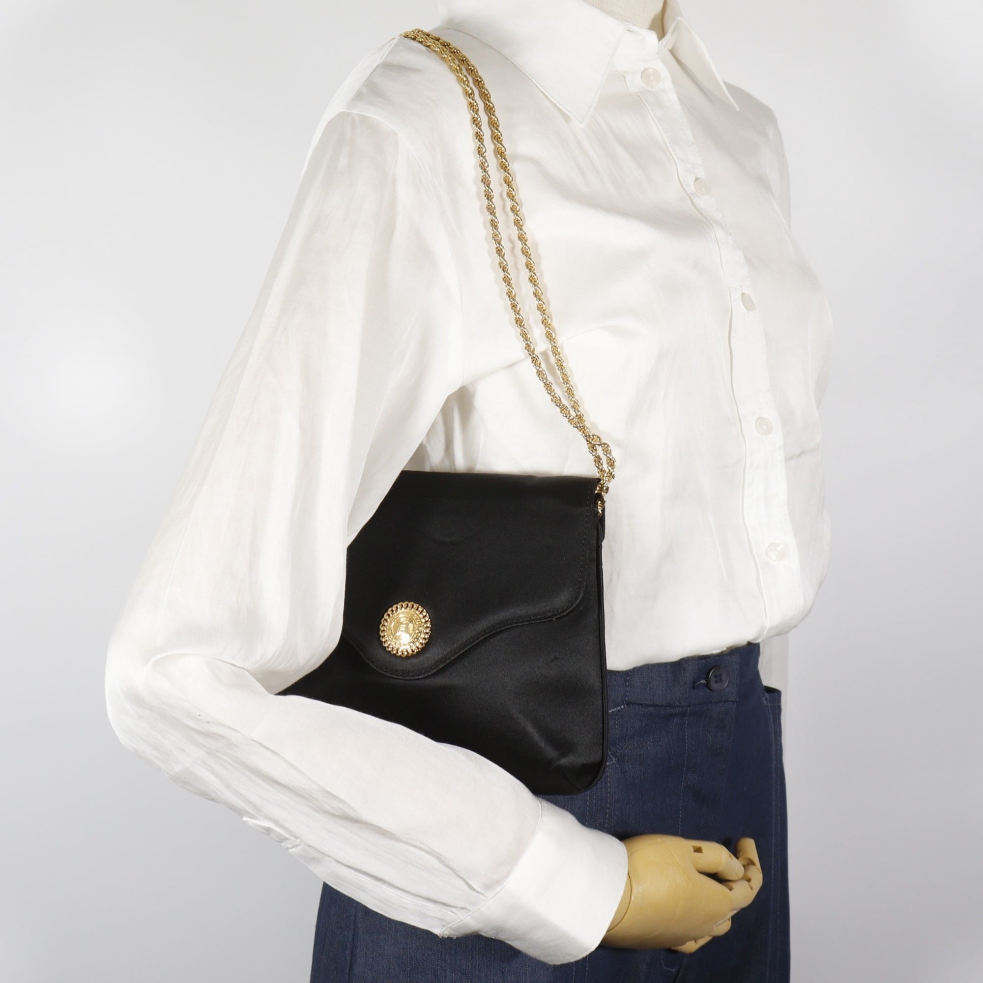 Celine Black Satin Shoulder Bag (Pre-Owned)
