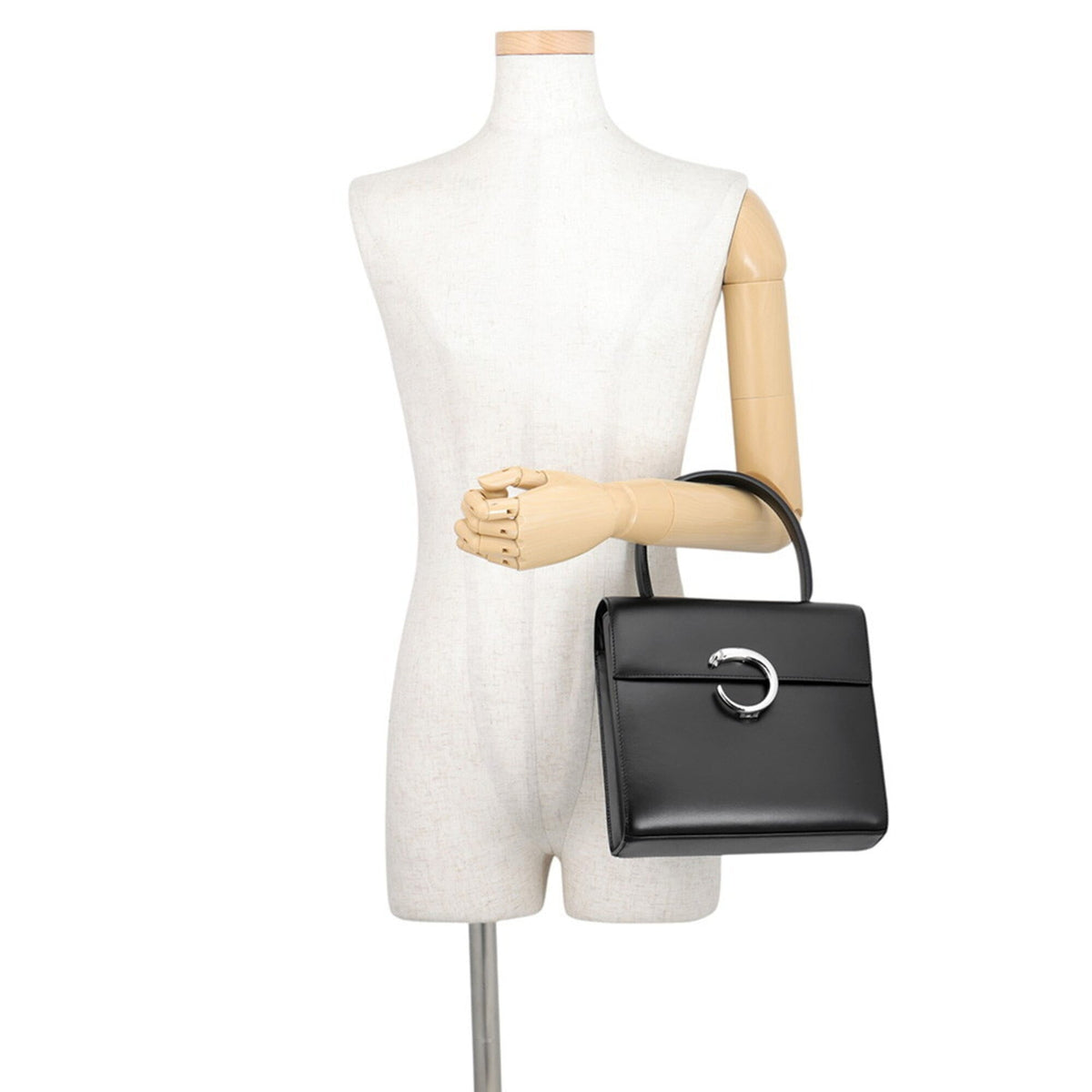 Cartier Black Leather Handbag Shoulder Bag (Pre-Owned)