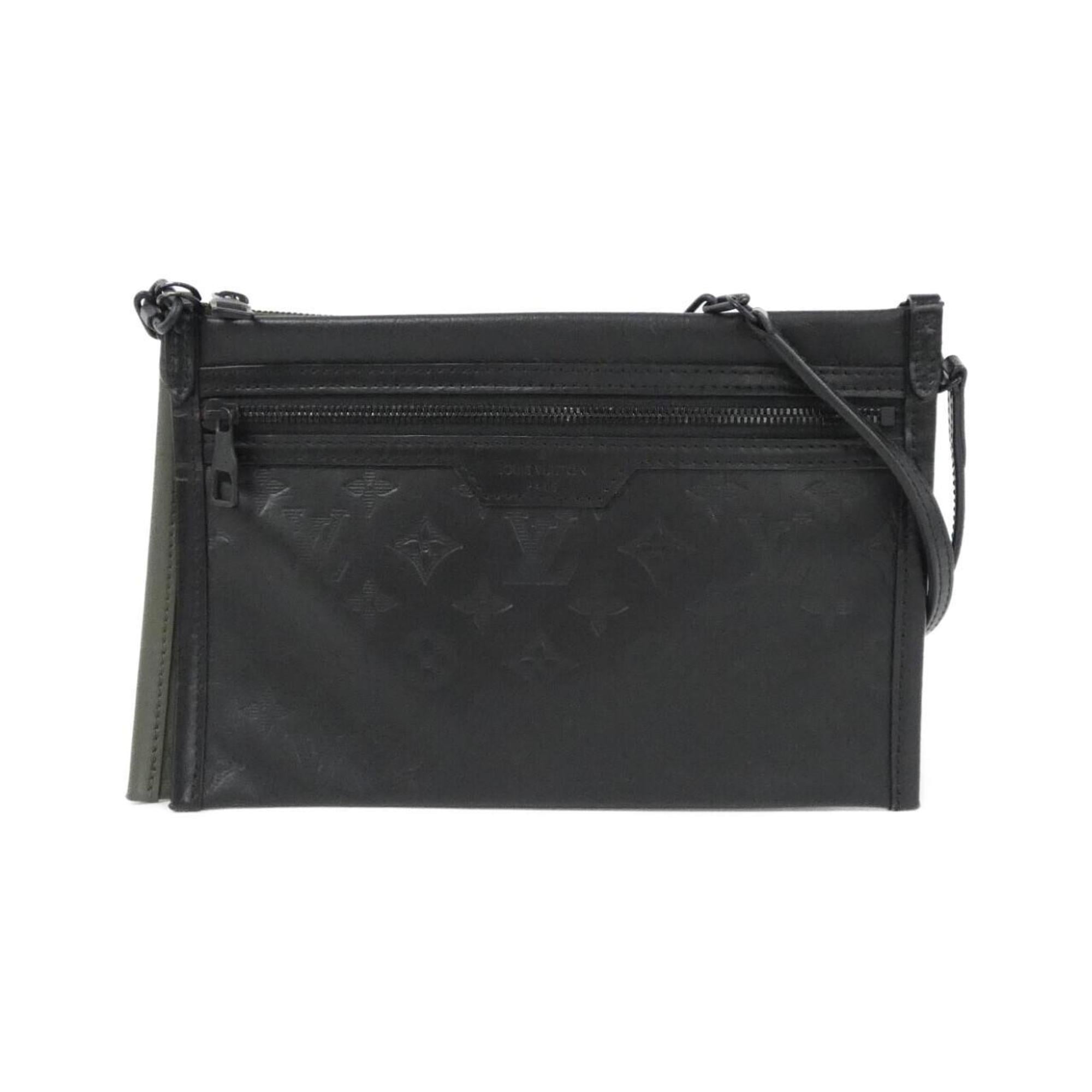 Louis Vuitton Black Khaki Leather Shoulder Bag (Pre-Owned)