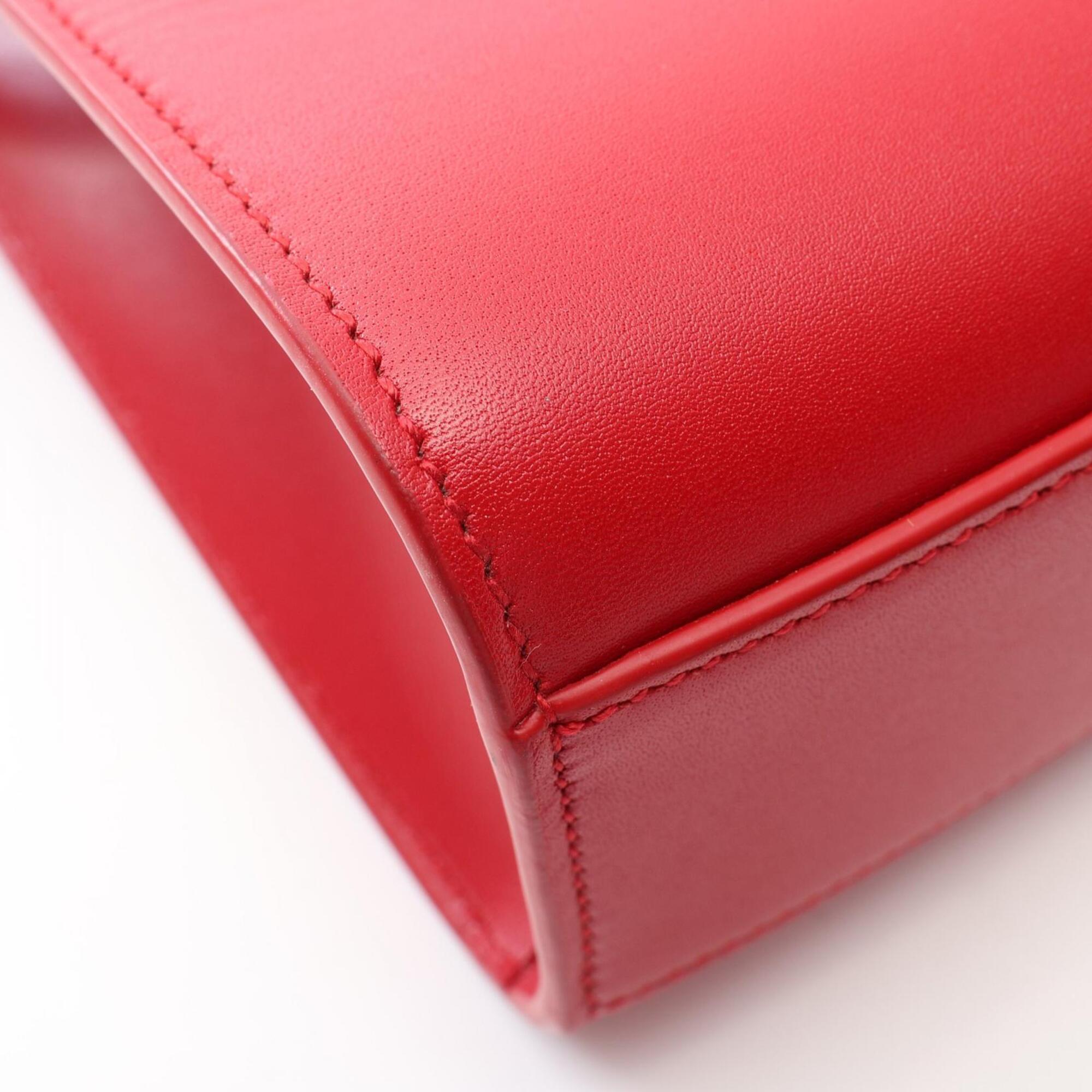Yves Saint Laurent Red Color Leather Handbag Shoulder Bag (Pre-Owned)