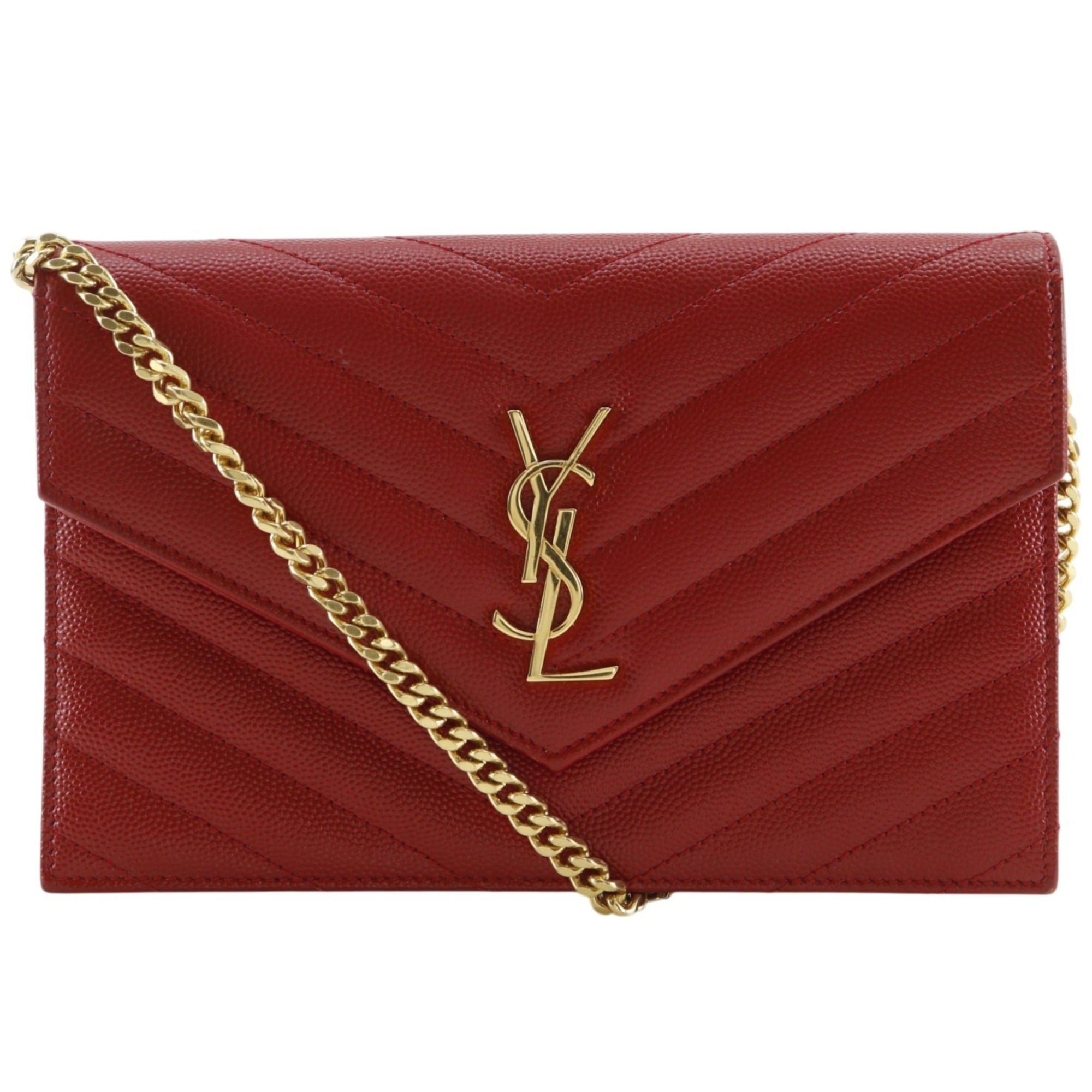 Yves Saint Laurent Red Color Leather Shoulder Bag (Pre-Owned)