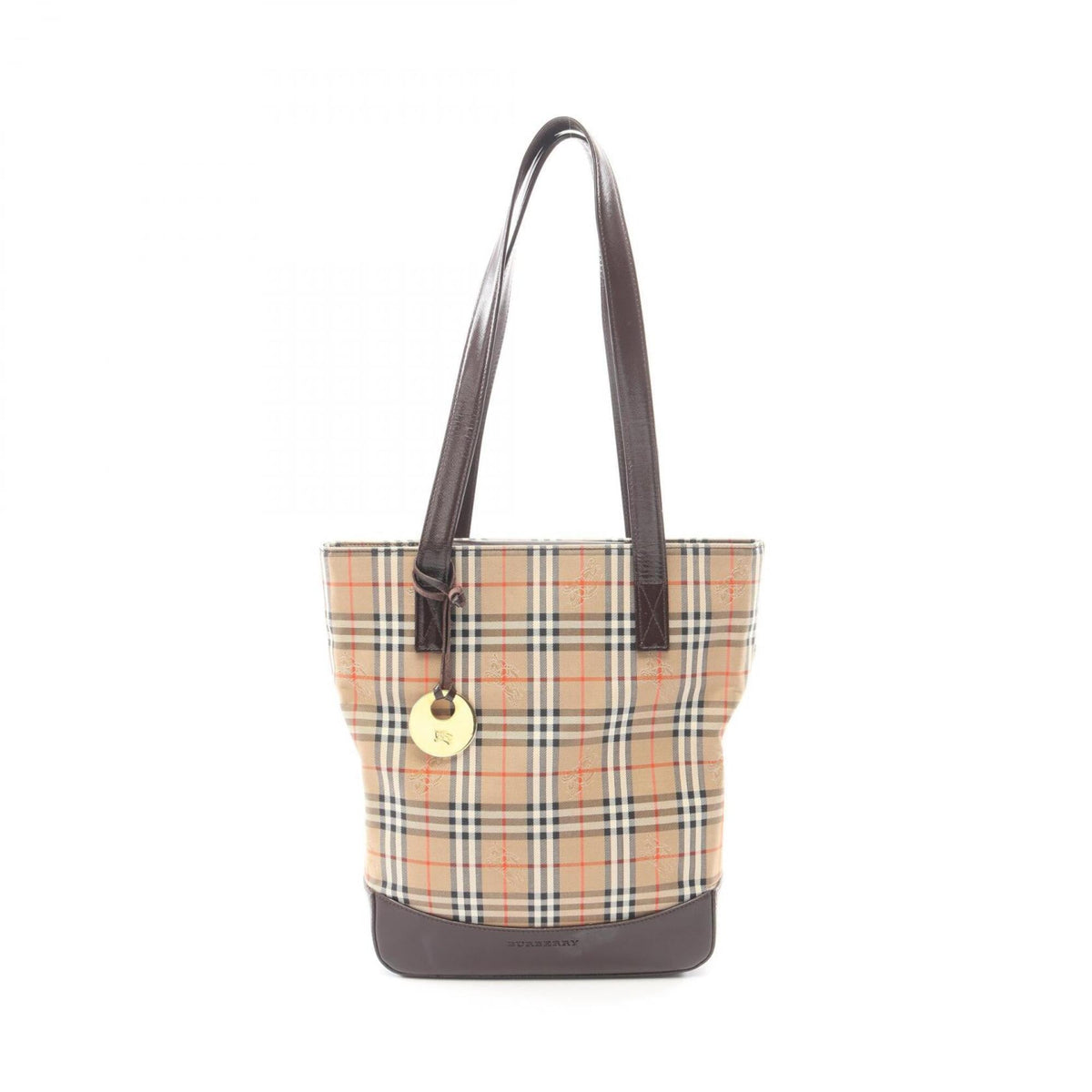 Burberry Beige Brown Multi-Color Canvas Leather Handbag Tote Bag (Pre-Owned)