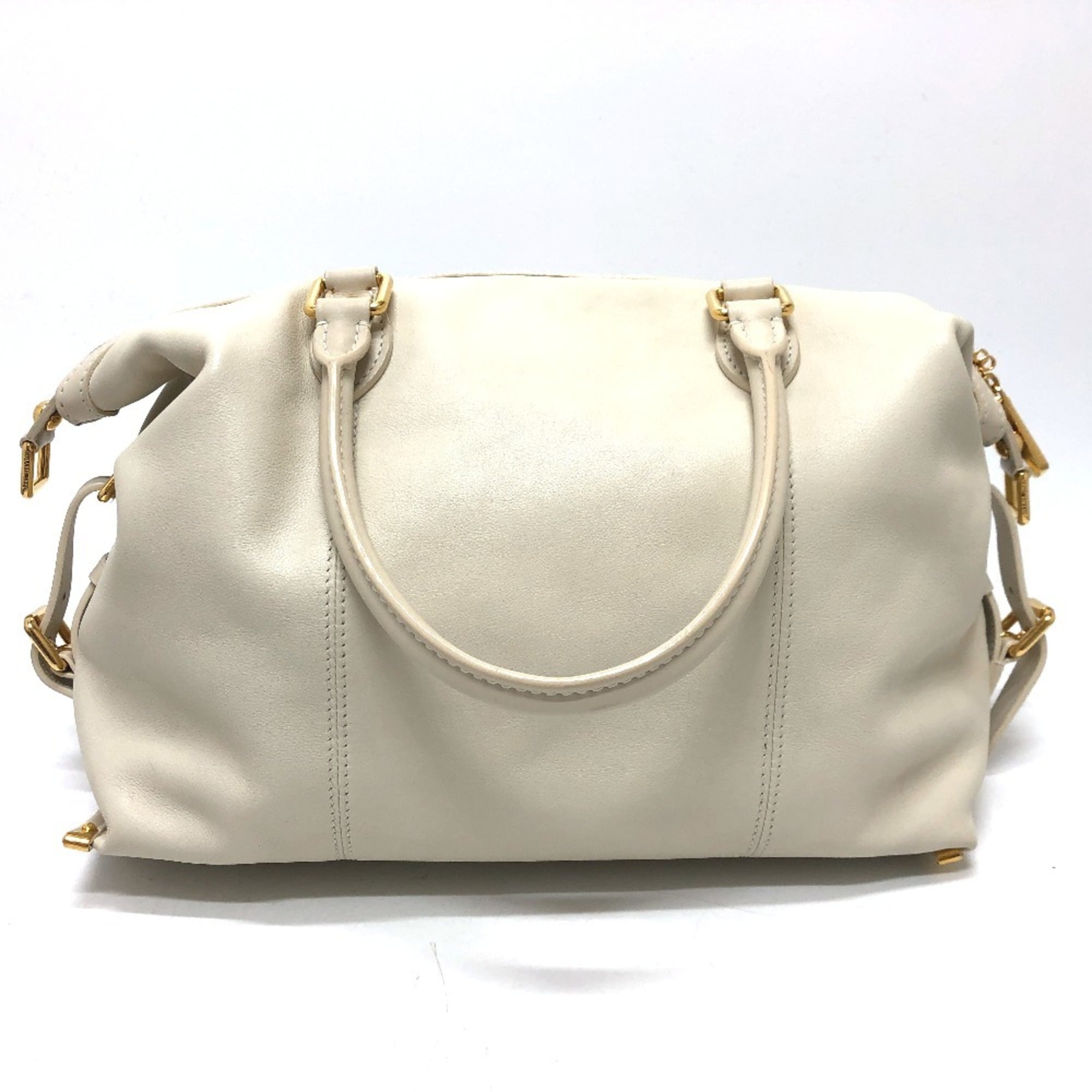 Louis Vuitton White Leather Boston Bag (Pre-Owned)