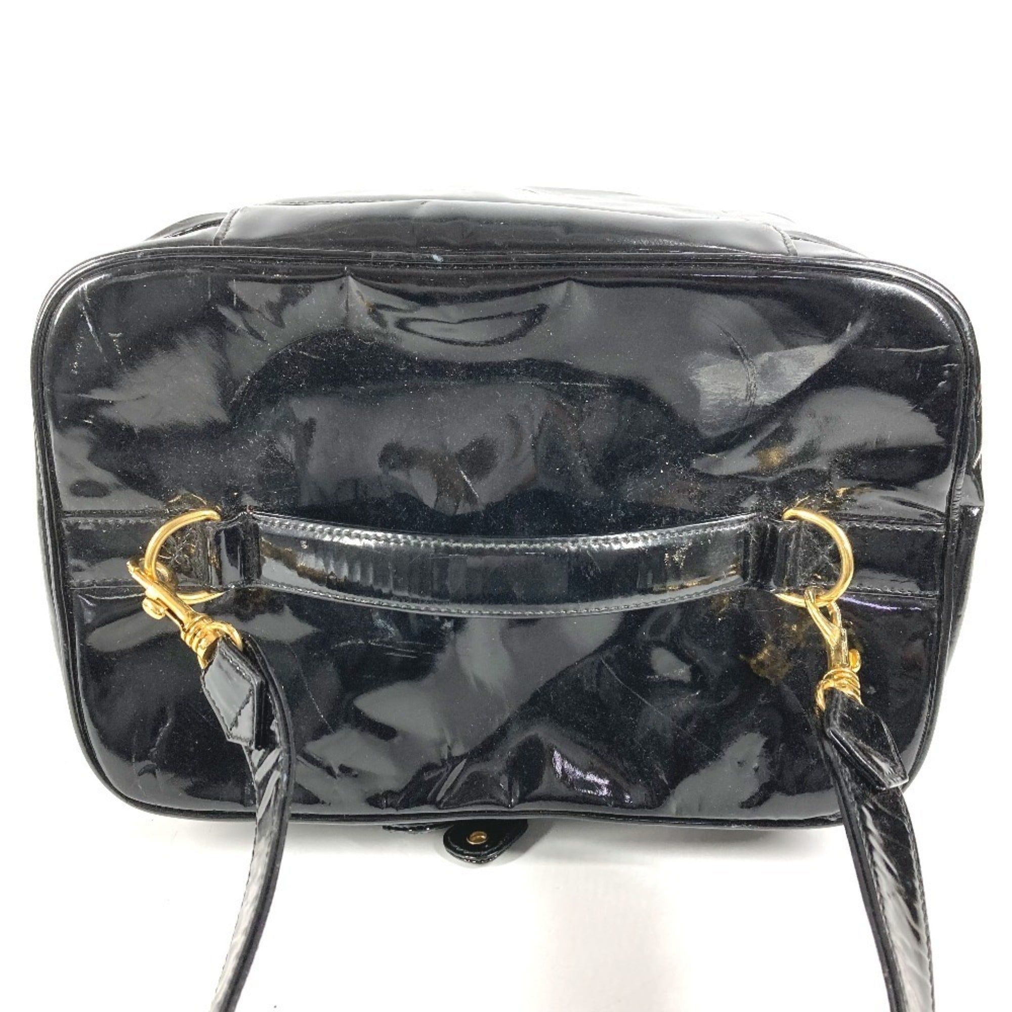 Chanel Black Patent Leather Handbag Shoulder Bag Vanity Bag (Pre-Owned)