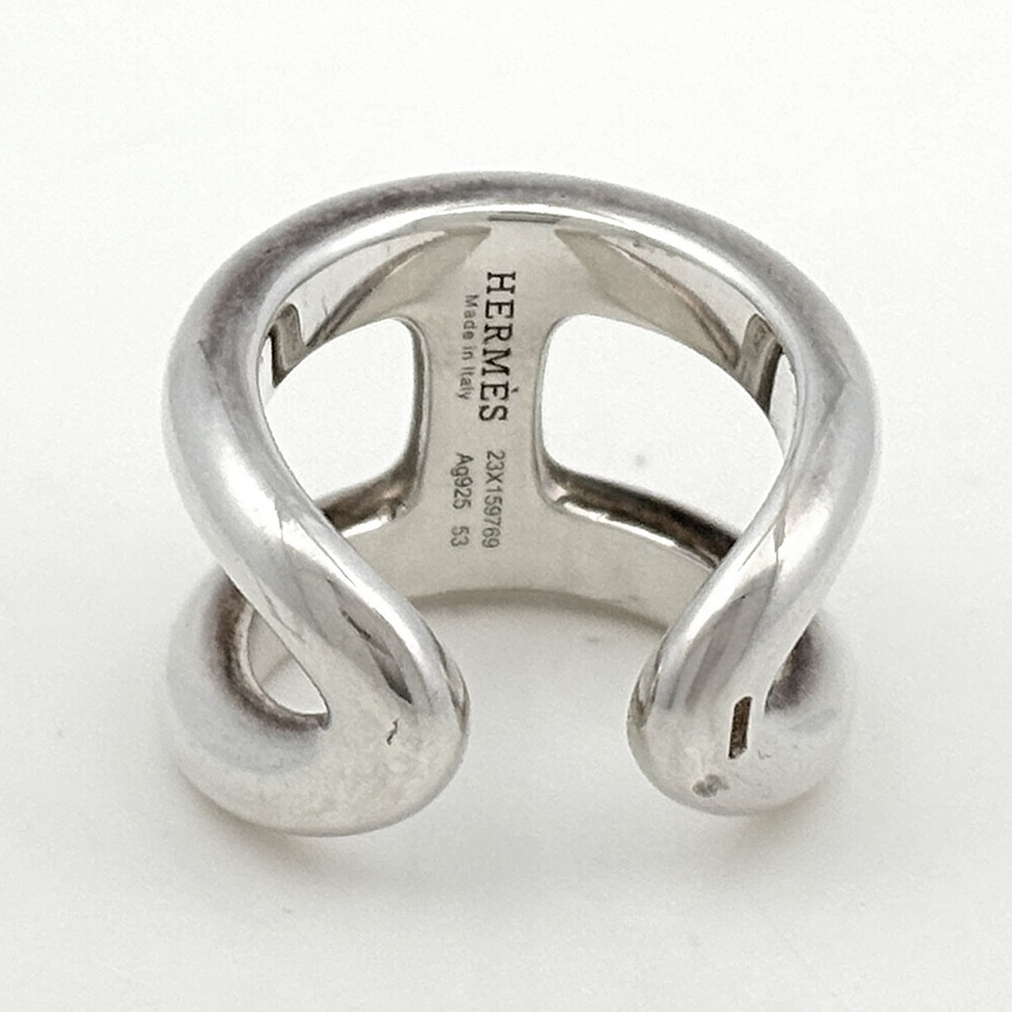 Hermes Silver 925 Band Ring (Pre-Owned)
