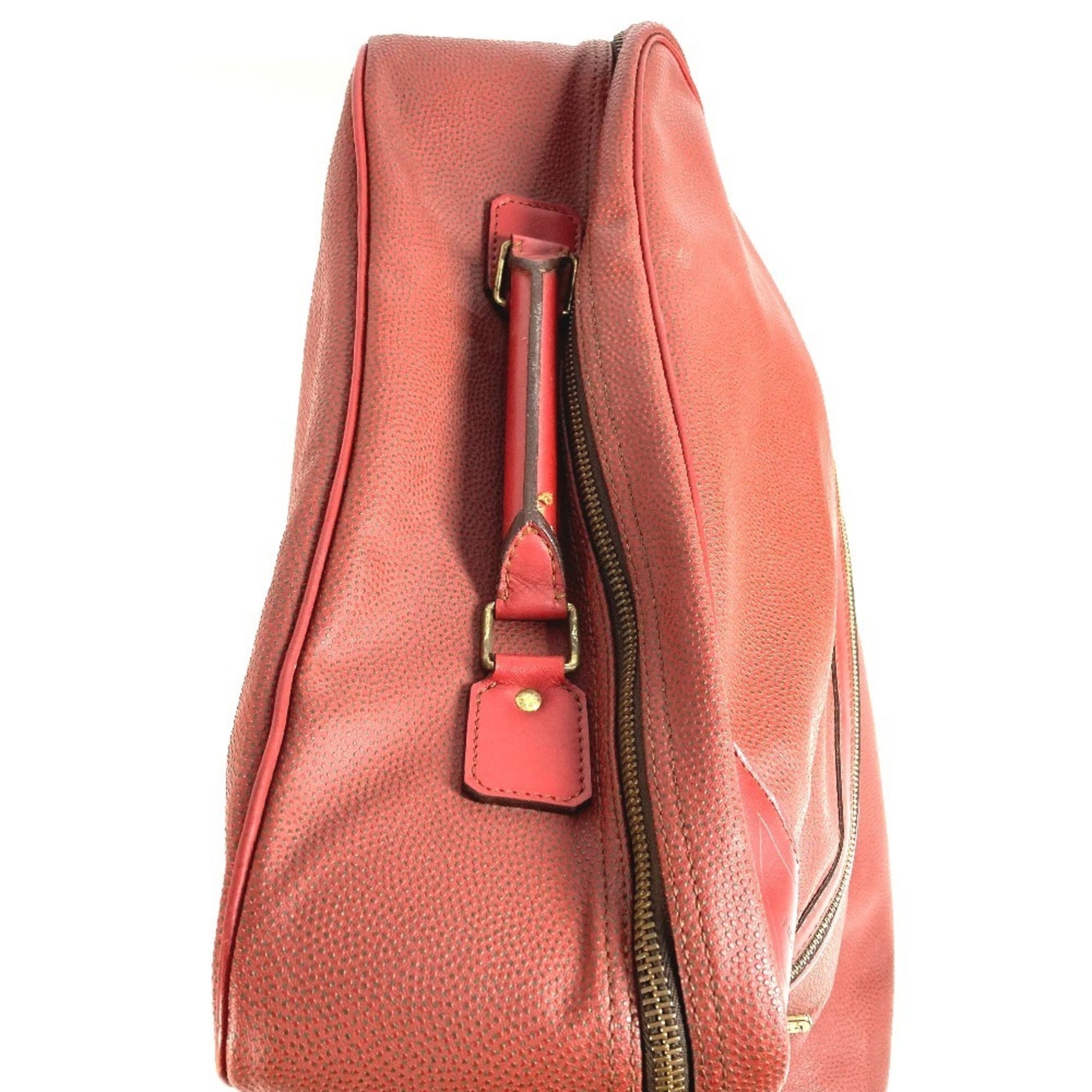 Louis Vuitton Red Color Leather Boston Bag Handbag Shoulder Bag (Pre-Owned)