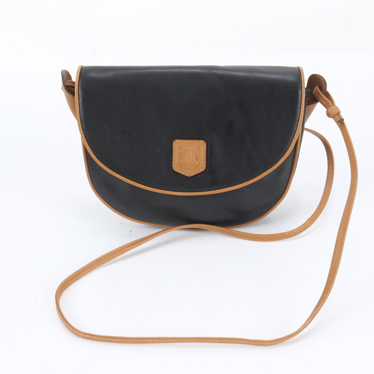 Celine Black Brown Leather Crossbody Bag Shoulder Bag (Pre-Owned)