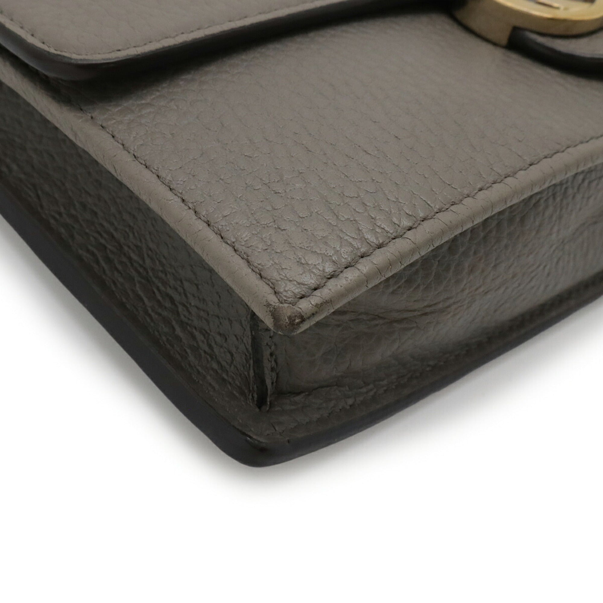 Gucci Gray Leather Chain/Shoulder Wallet (Pre-Owned)