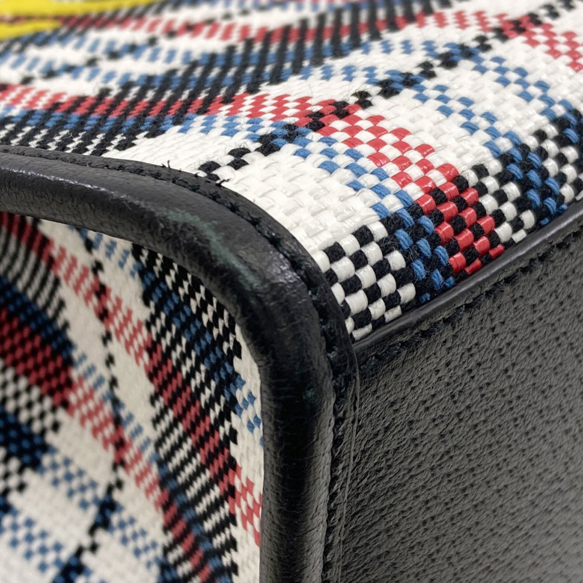 Gucci Black Blue Red Color White Canvas Handbag (Pre-Owned)