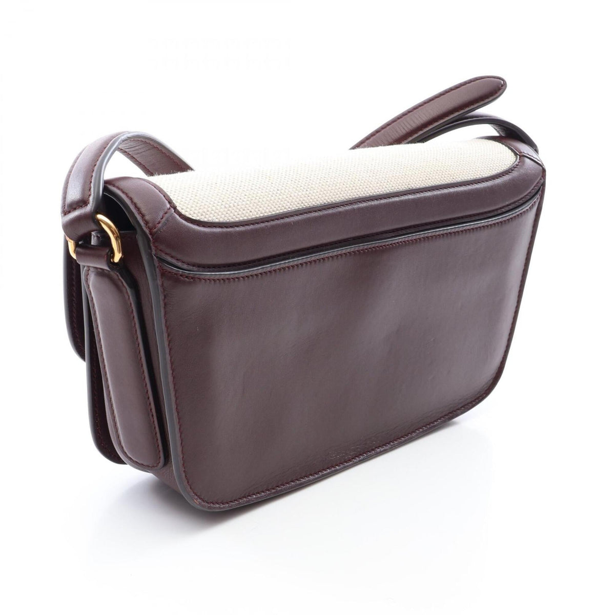 Salvatore Ferragamo Brown Ivory Canvas Leather Handbag Shoulder Bag (Pre-Owned)