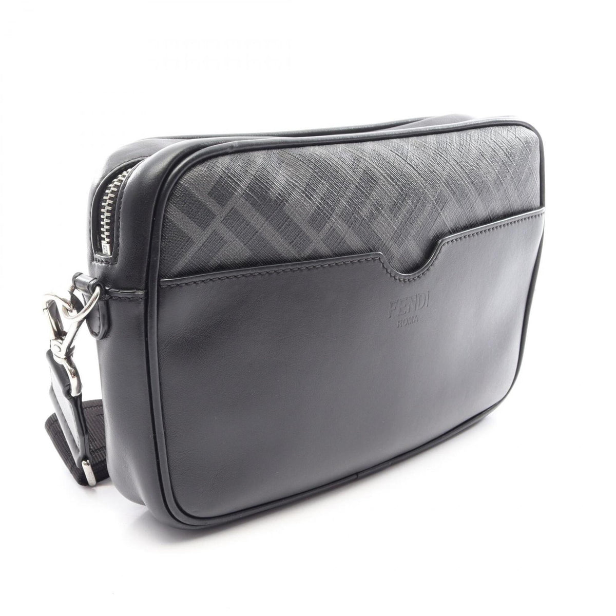 Fendi Black Gray Multi-Color Coated Canvas Leather Handbag Shoulder Bag (Pre-Owned)