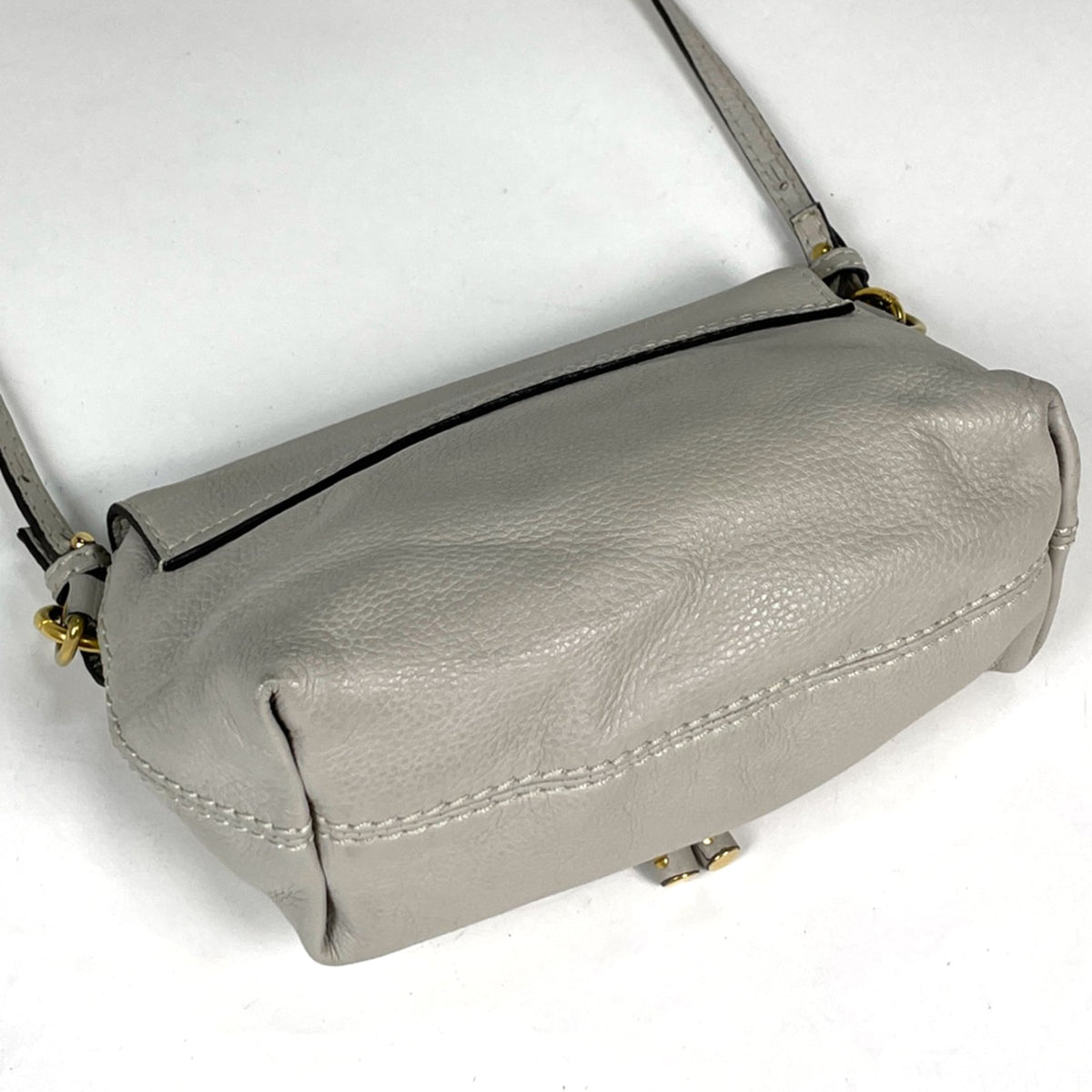 Chloé Marcie Gray Leather Shoulder Bag (Pre-Owned)