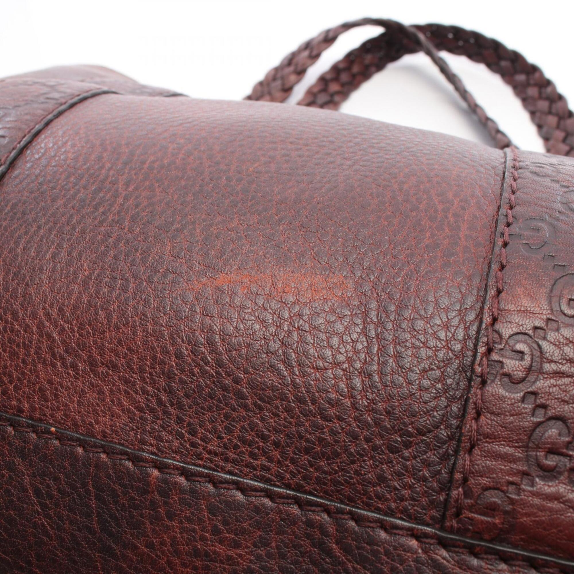 Gucci Bordeaux Leather Handbag Tote Bag (Pre-Owned)