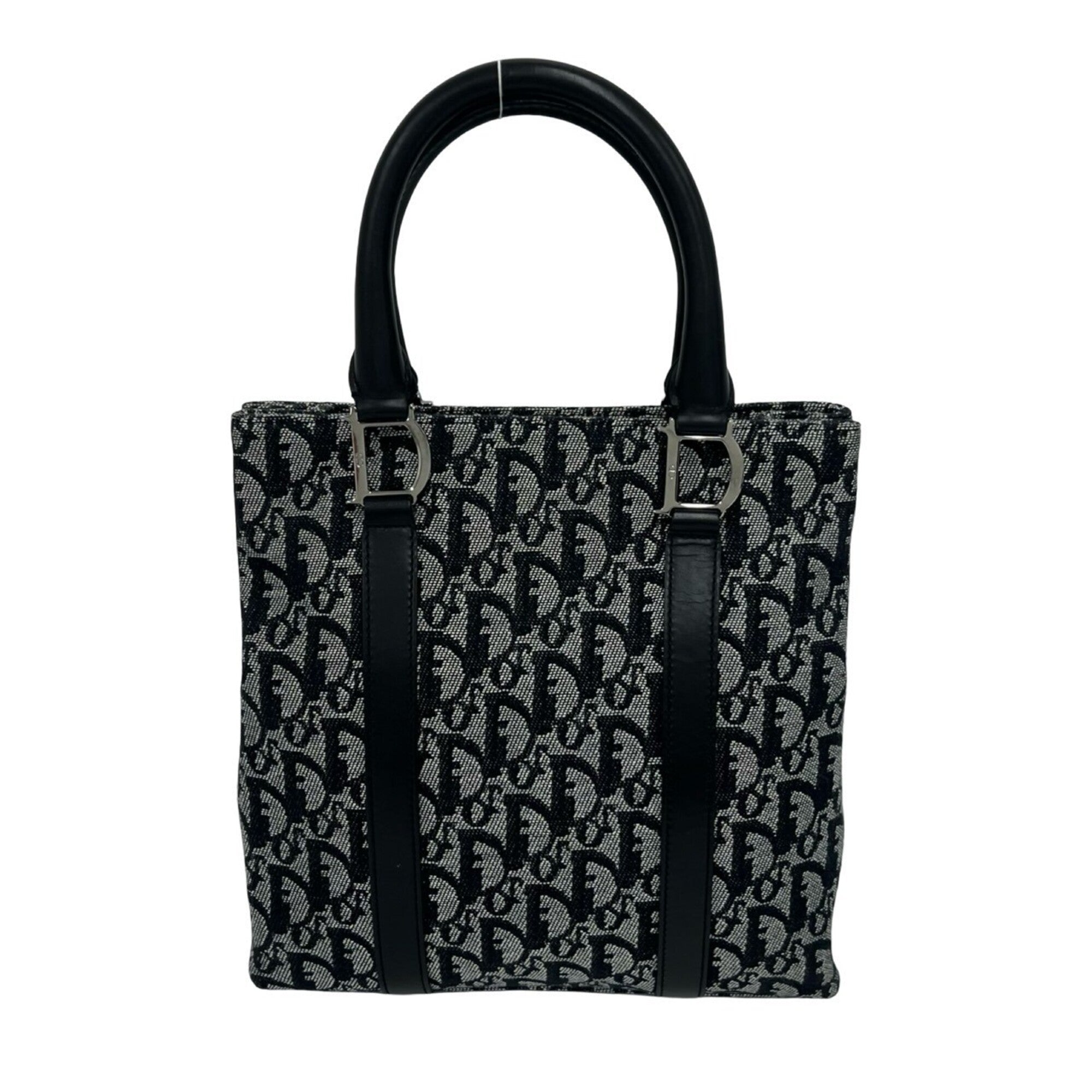 Christian Dior Black Canvas Leather Handbag Tote Bag (Pre-Owned)
