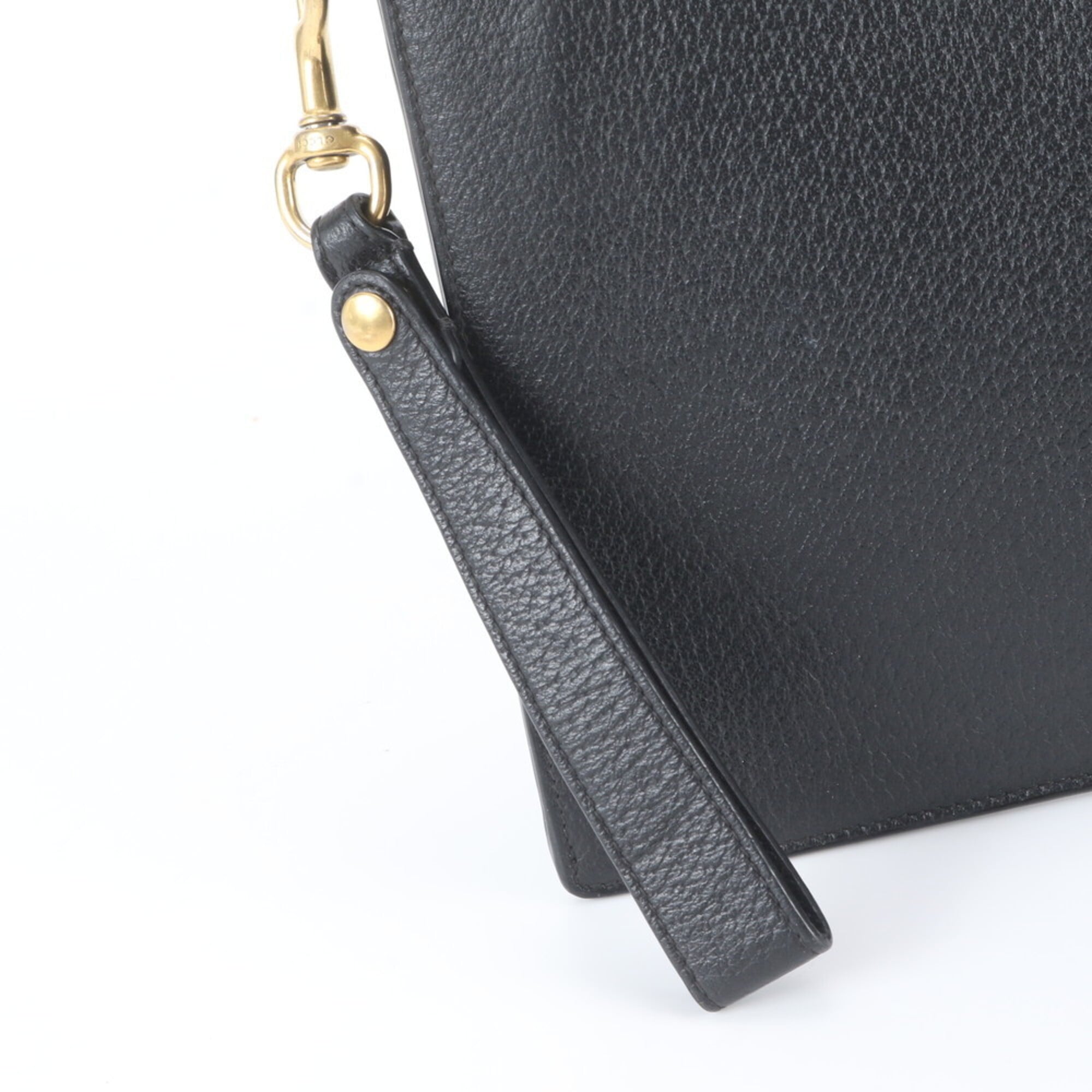Gucci Black Leather Clutch Bag Pouch (Pre-Owned)