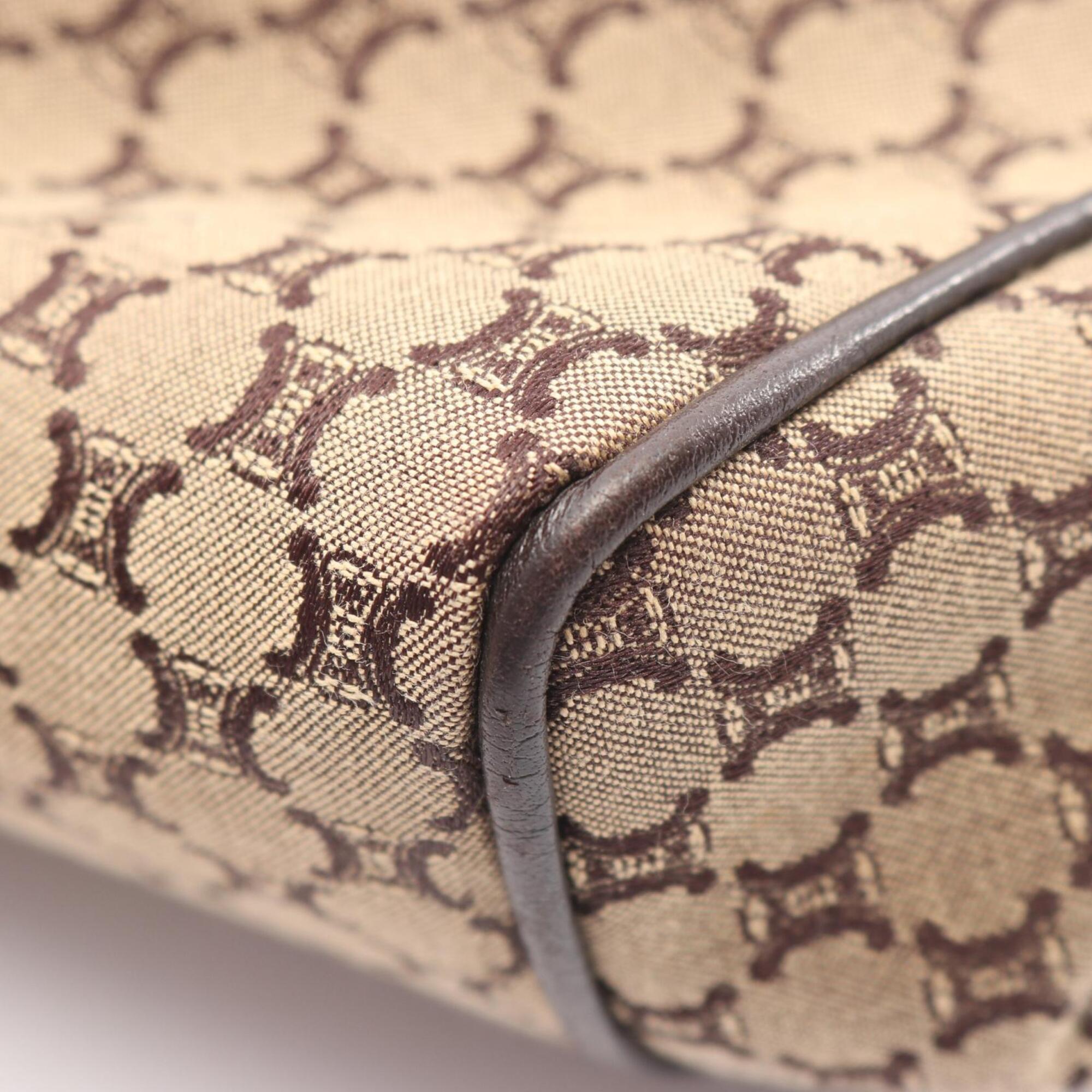Celine Beige Brown Canvas Leather Handbag (Pre-Owned)