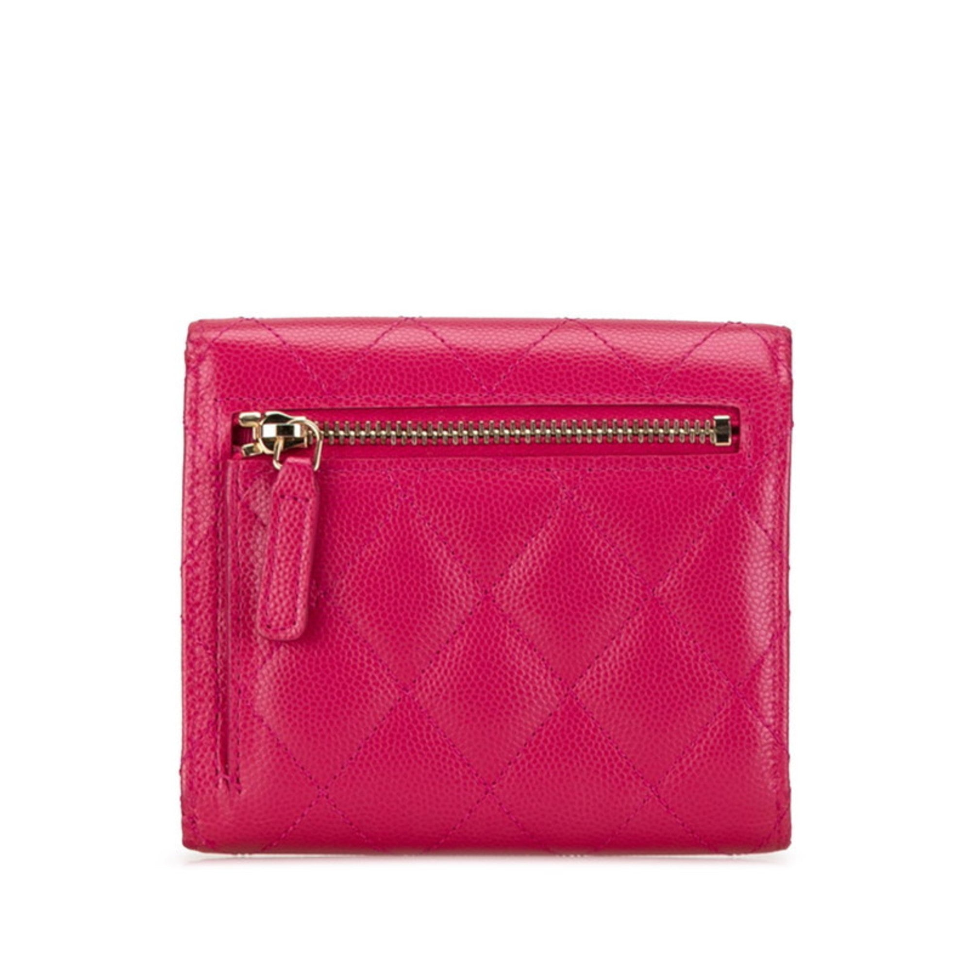 Chanel Pink Grained Calfskin Wallet (Bi-Fold) (Pre-Owned)