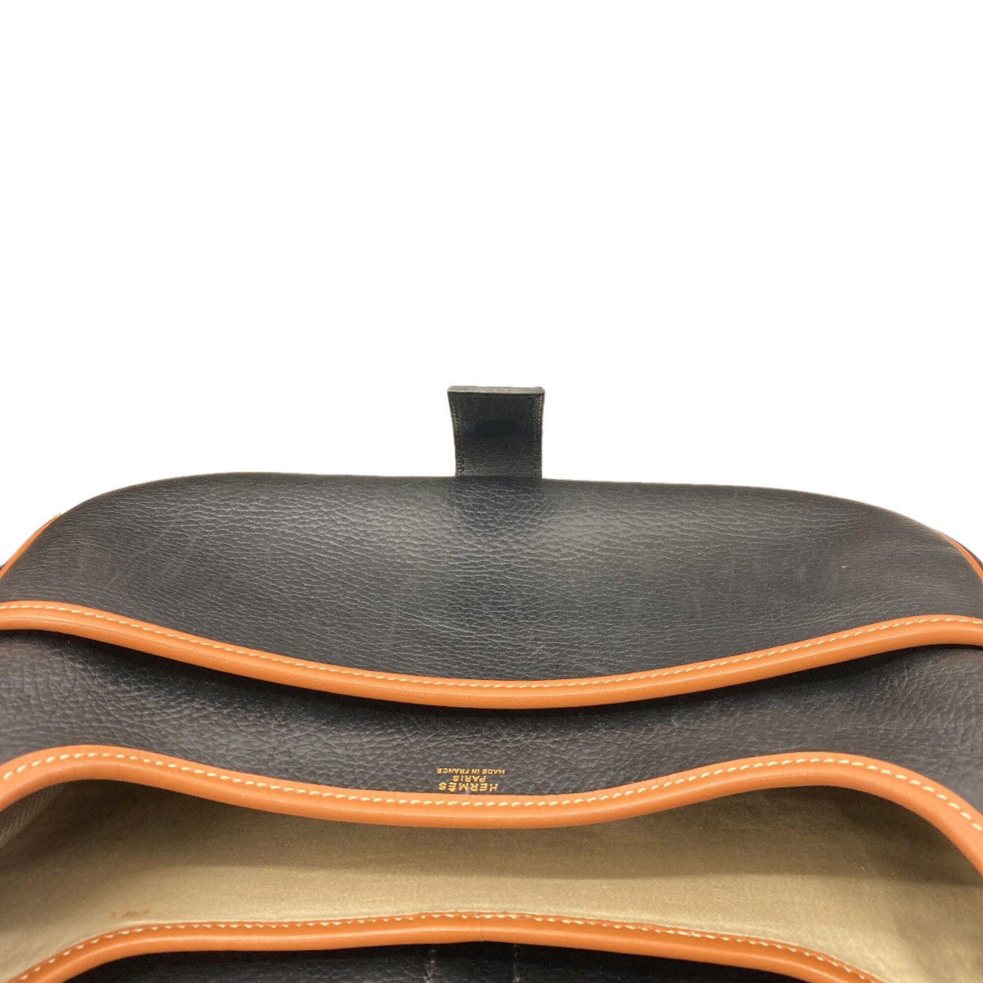 Hermes Black Brown Leather Shoulder Bag (Pre-Owned)