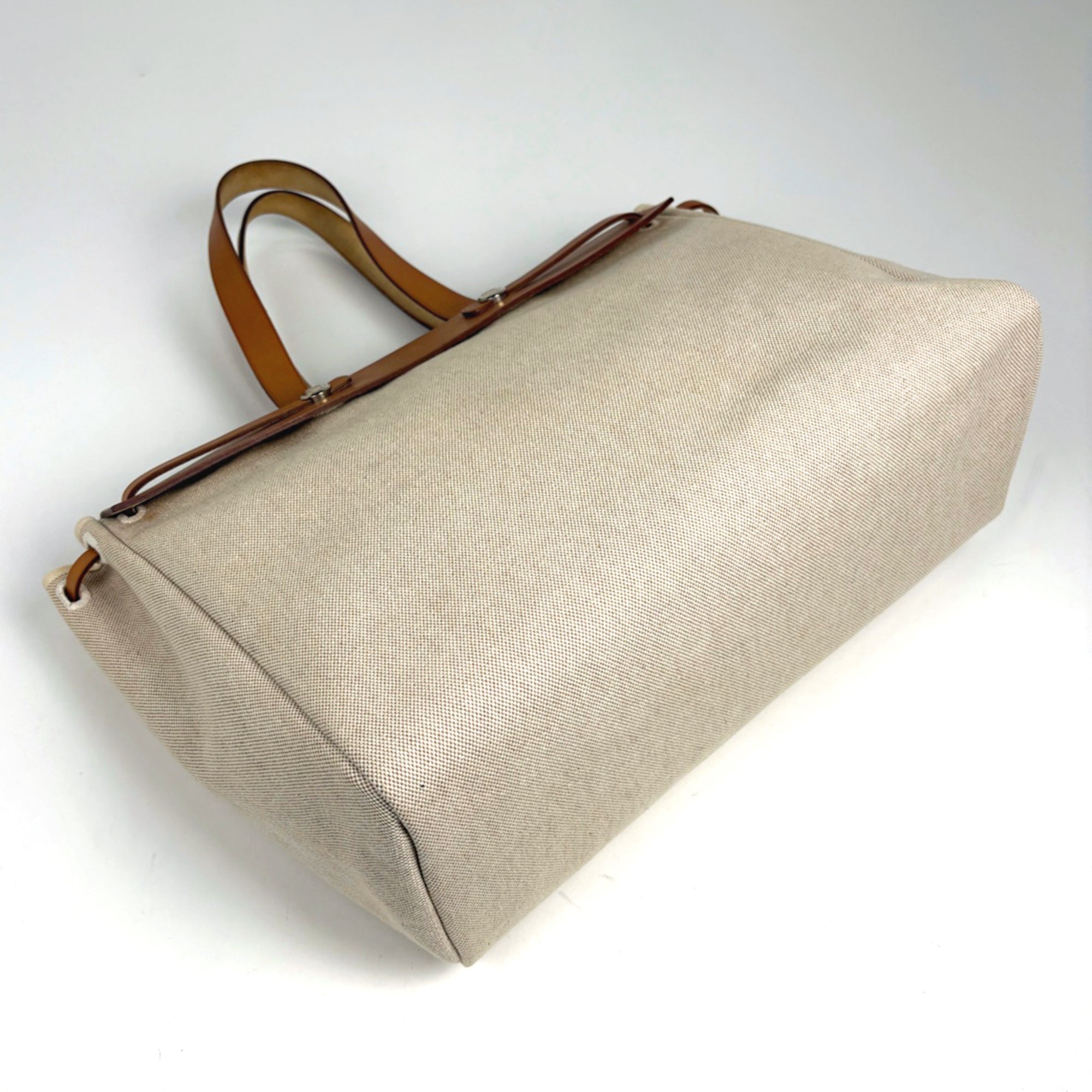 Hermes Brown Natural Toile H Shoulder Bag Tote Bag (Pre-Owned)