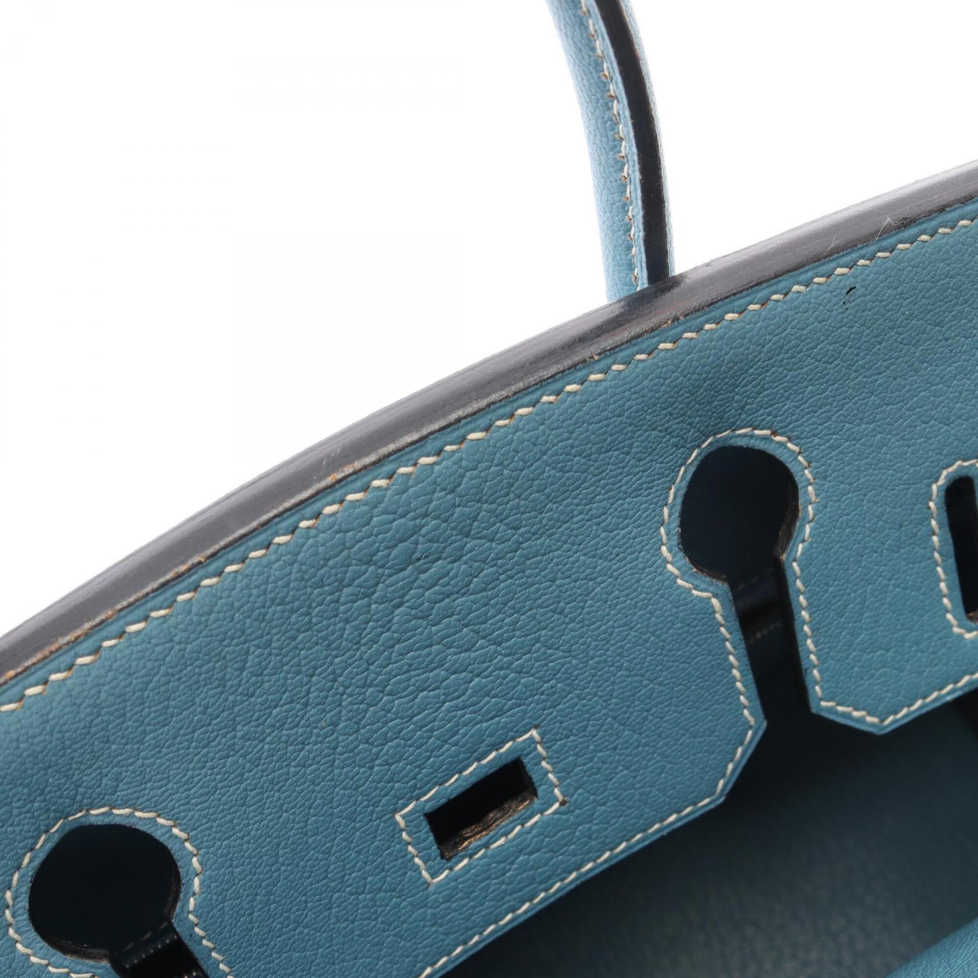 Hermes Blue Chevre Leather Handbag (Pre-Owned)