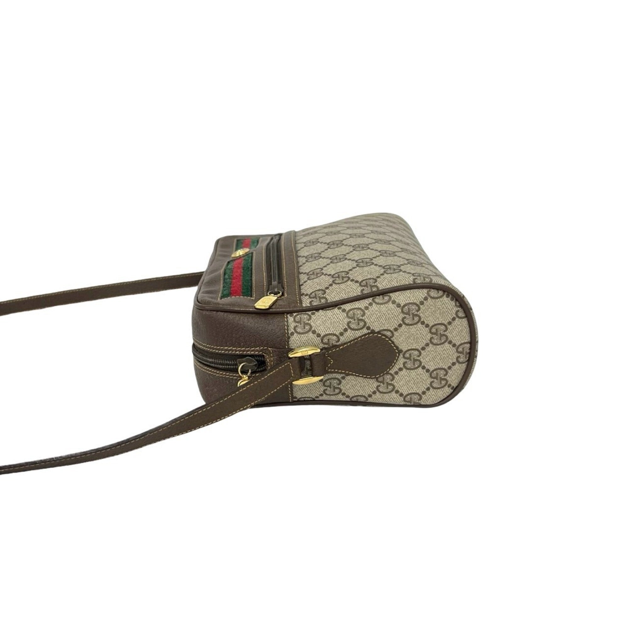 Gucci Brown Green Red Color Leather Pvc Pochette Shoulder Bag (Pre-Owned)