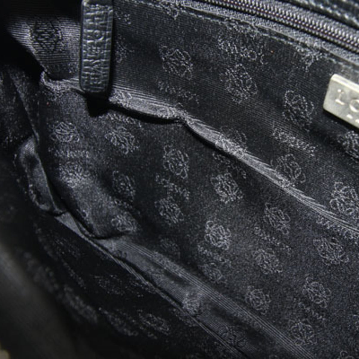 Loewe Black Gray Canvas Leather Handbag Shoulder Bag (Pre-Owned)