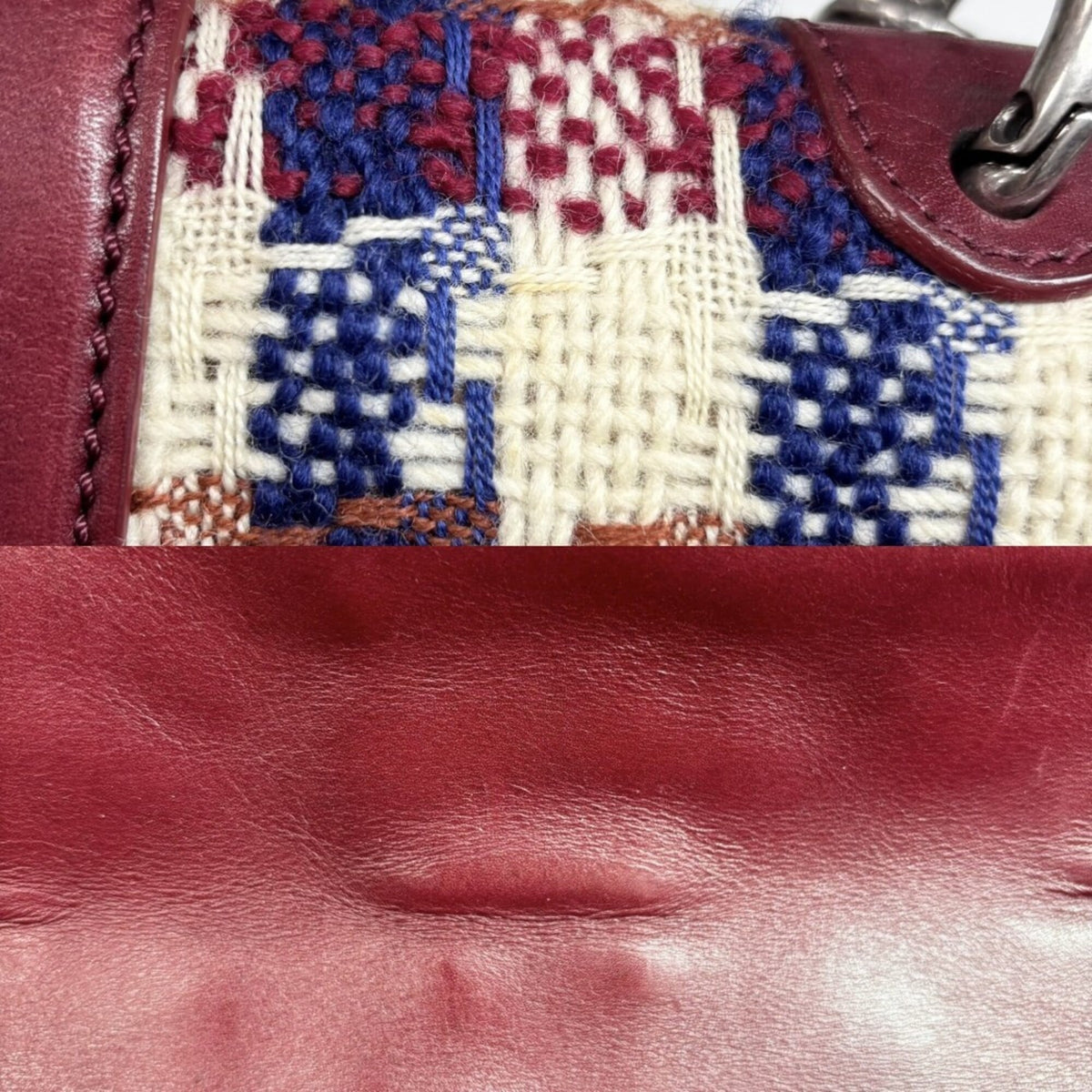 Chanel Red Color Tweed Leather Handbag Shoulder Bag (Pre-Owned)