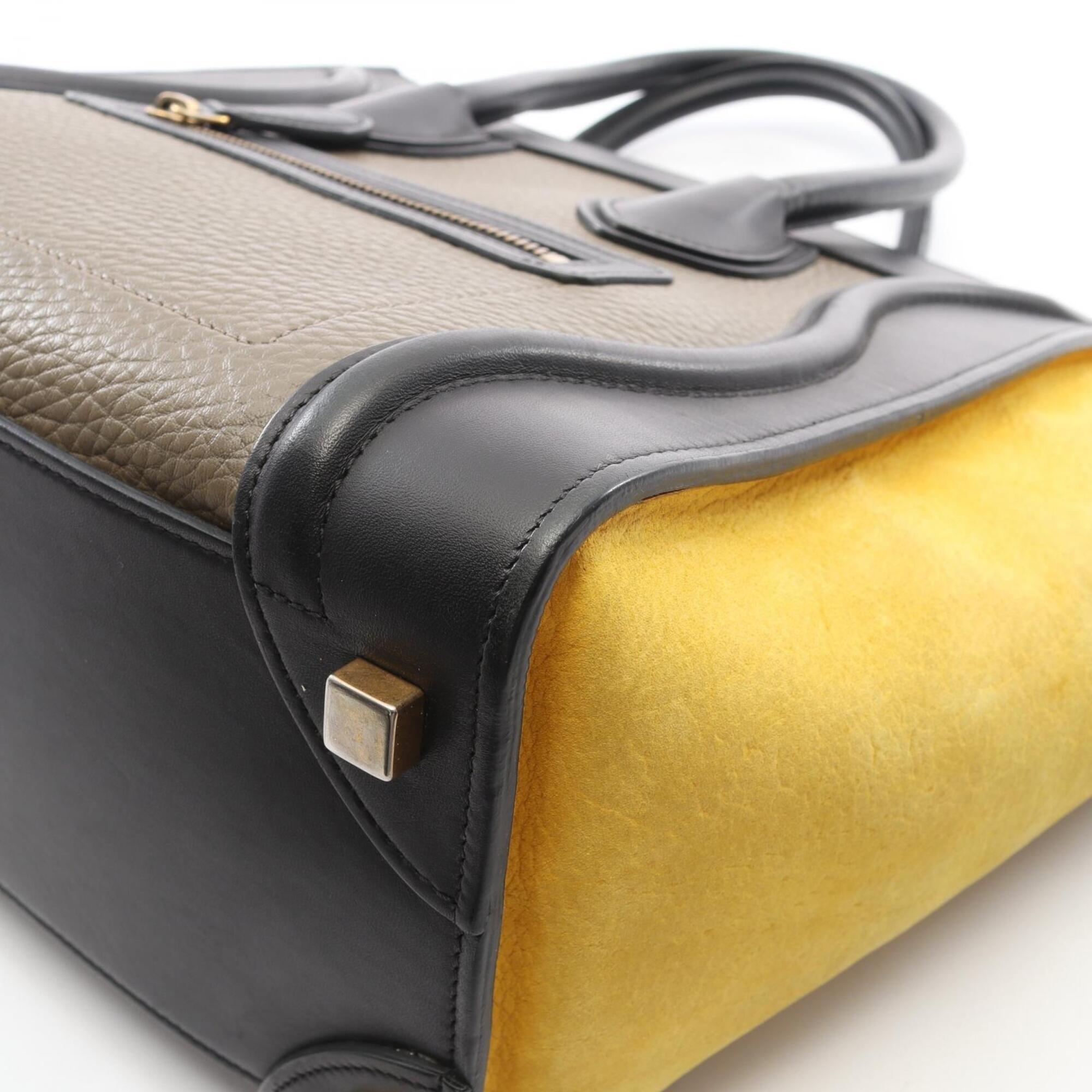 Celine Black Gray Yellow Leather Suede Handbag Tote Bag (Pre-Owned)
