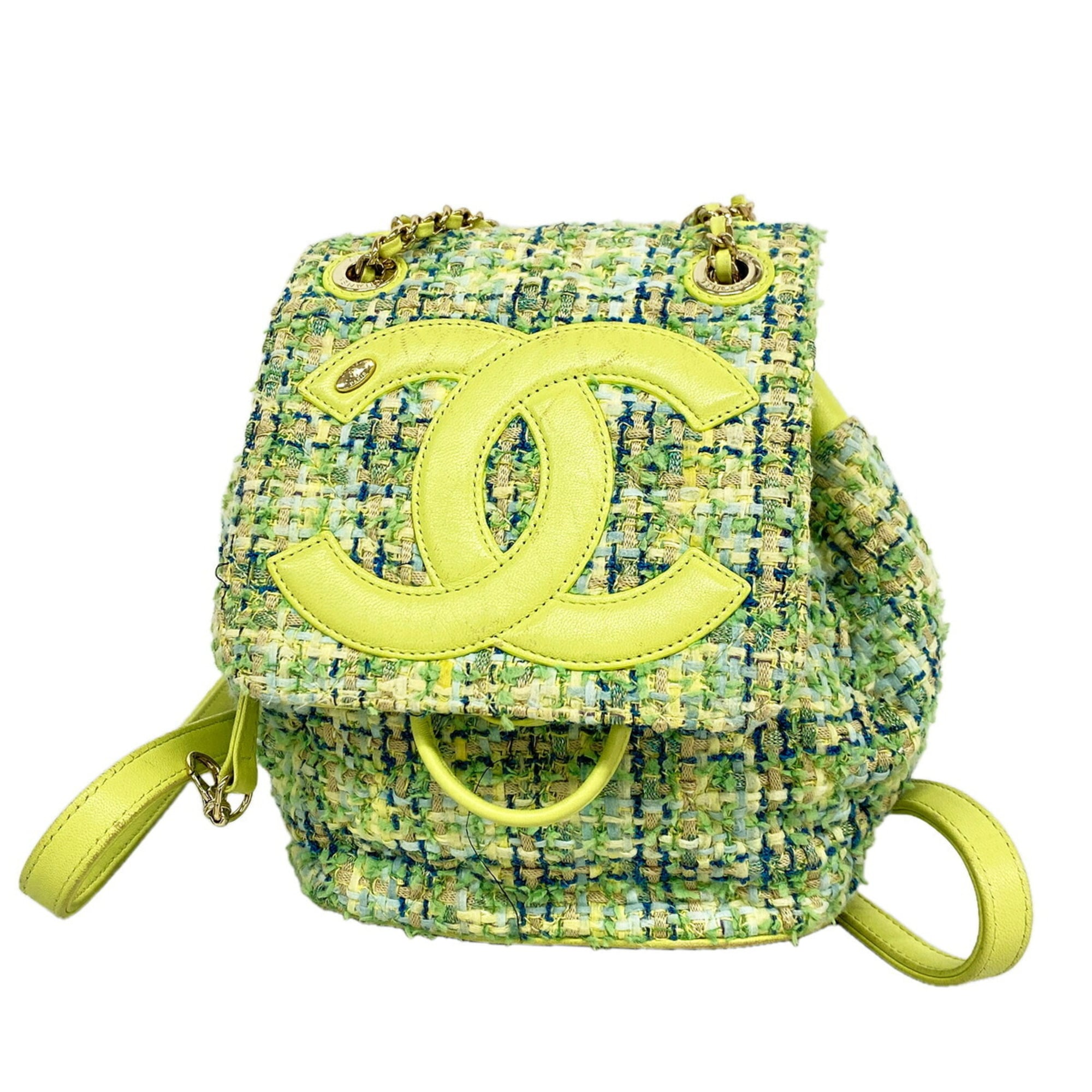 Chanel Green Tweed Backpack (Pre-Owned)